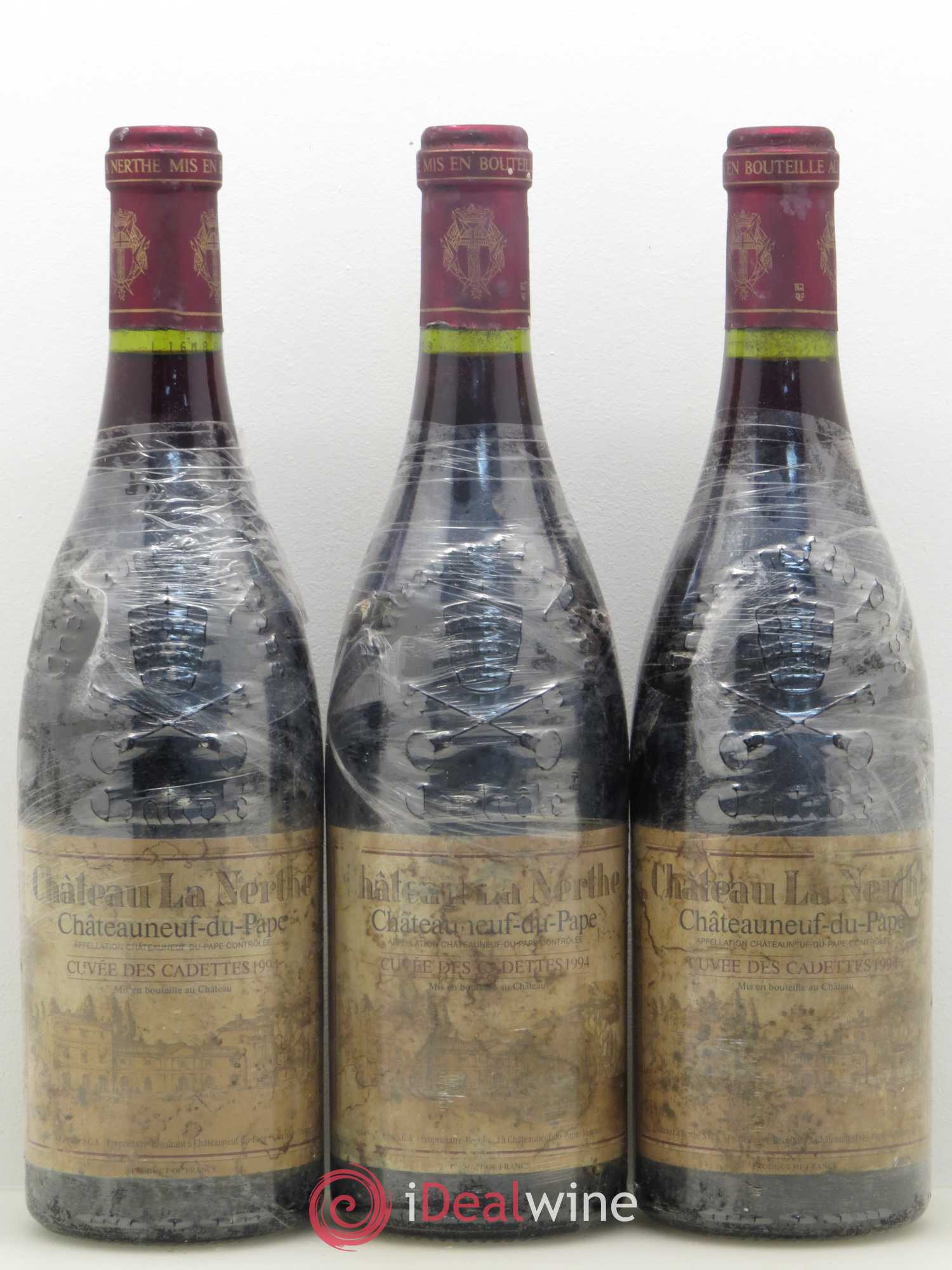 Châteauneuf-du-Pape Château La Nerthe Cuvée des Cadettes Famille Richard 1994 - Lot de 3 bouteilles - 0