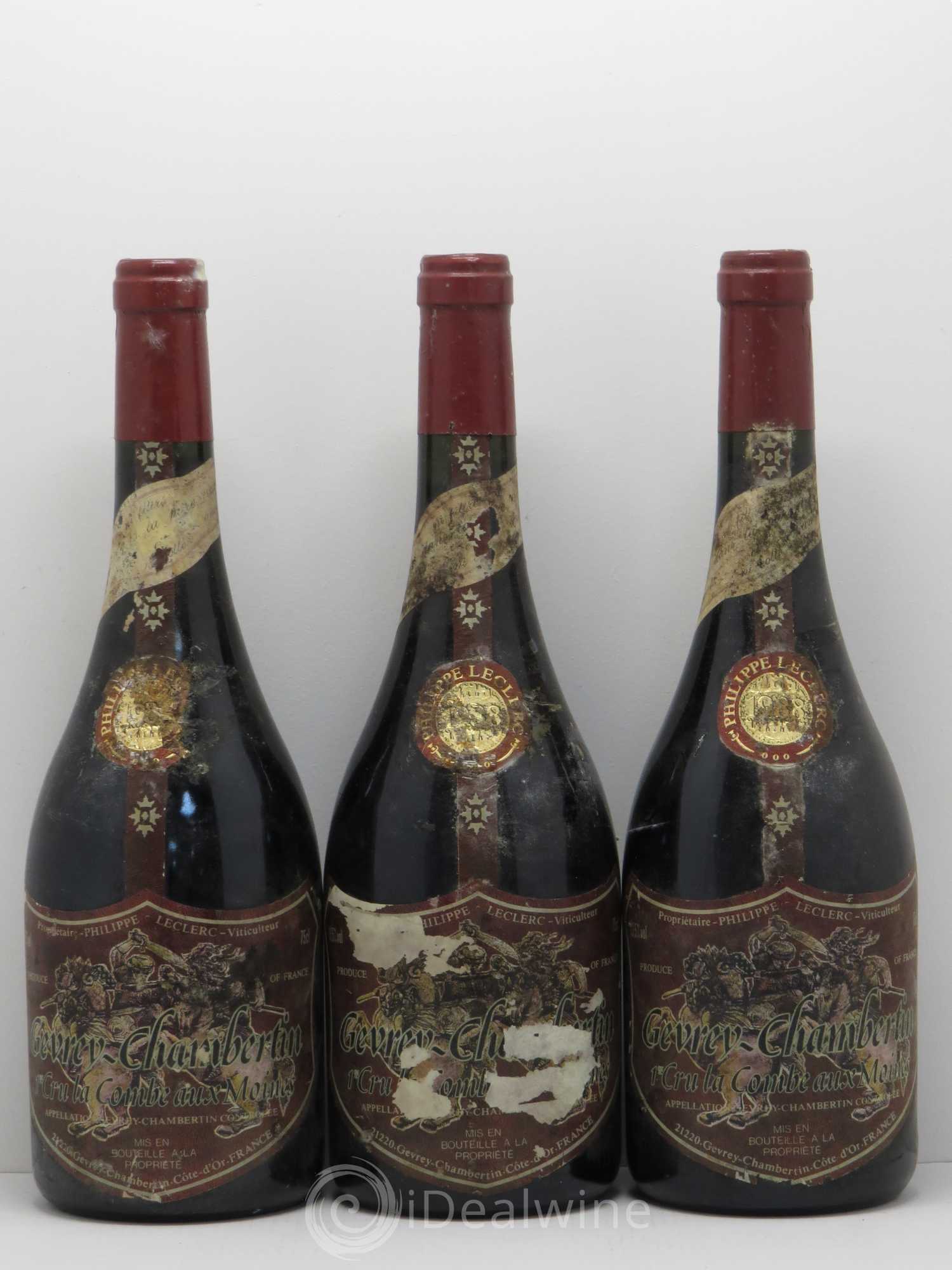 Gevrey-Chambertin 1er Cru La Combe Aux Moines Philippe Leclerc 1988 - Posten von 3 Flaschen - 0