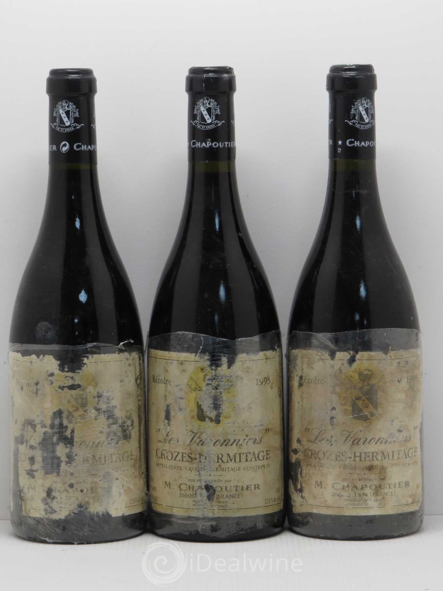 Crozes-Hermitage Les Varonniers Chapoutier 1995 - Lot de 3 bouteilles - 0