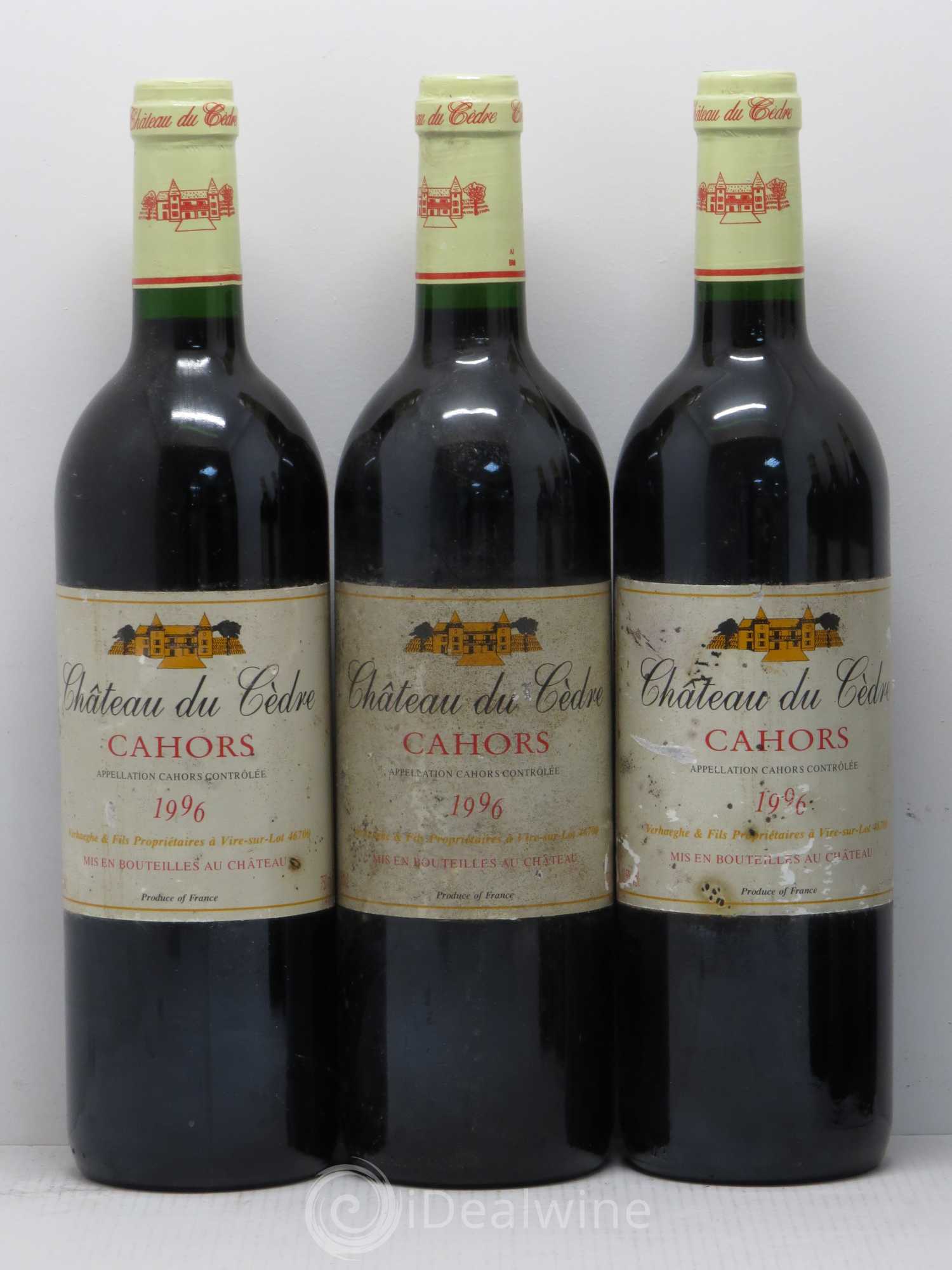 Cahors Château du Cèdre Pascal et Jean-Marc Verhaeghe 1996 - Lot de 6 bouteilles - 1