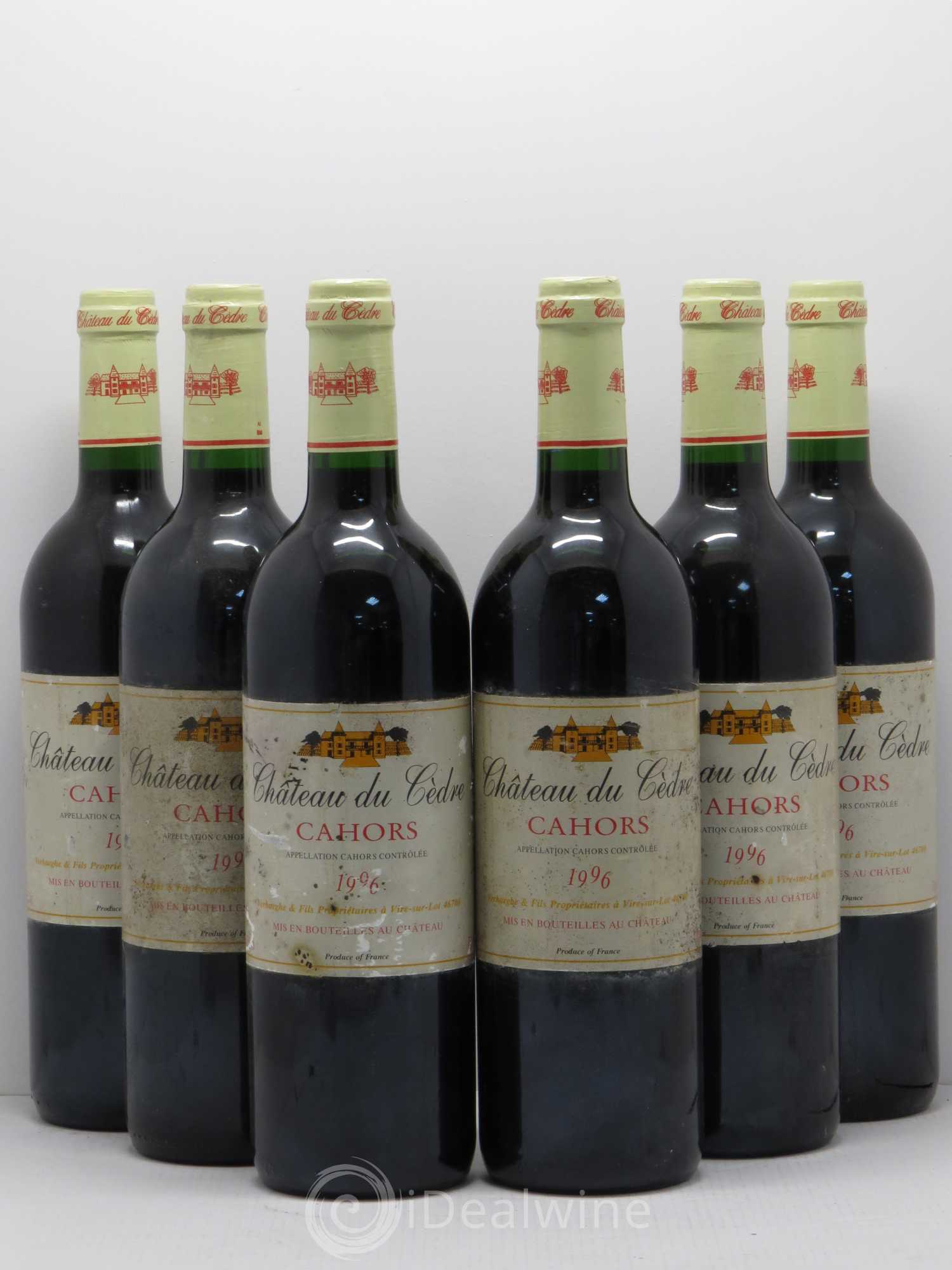 Cahors Château du Cèdre Pascal et Jean-Marc Verhaeghe 1996 - Lot de 6 bouteilles - 0