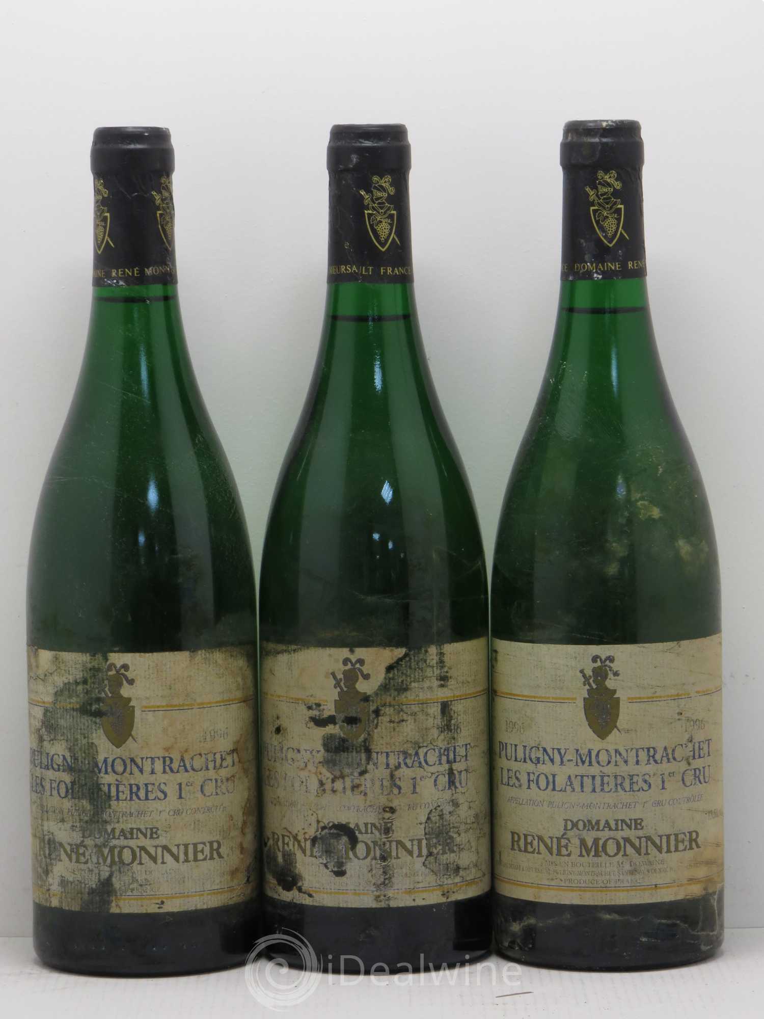 Puligny-Montrachet 1er Cru Folatieres Rene Monnier 1996 - Lot de 3 bouteilles - 0