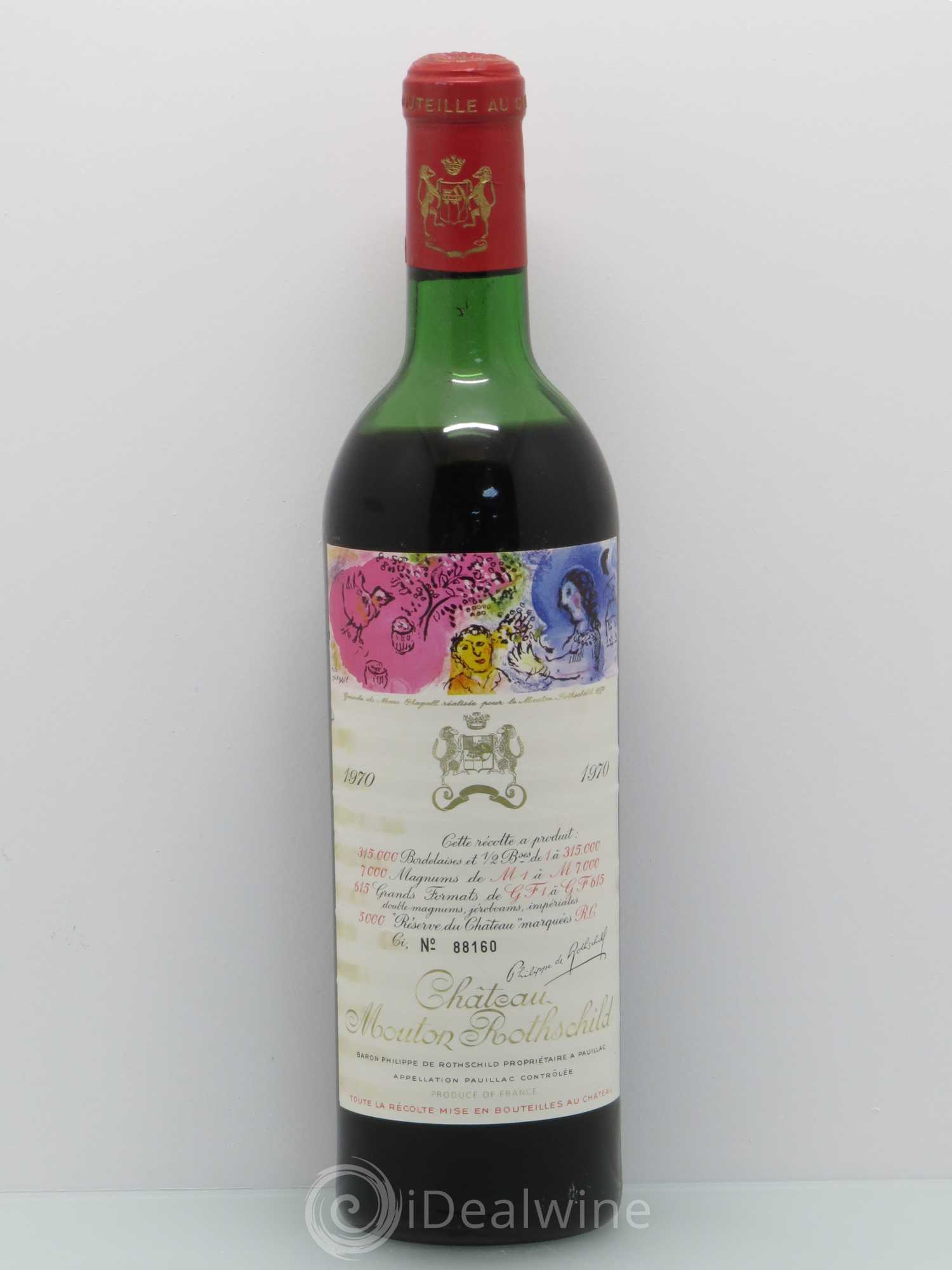 Château Mouton Rothschild 1er Grand Cru Classé 1970 - Lot de 1 bouteille - 0