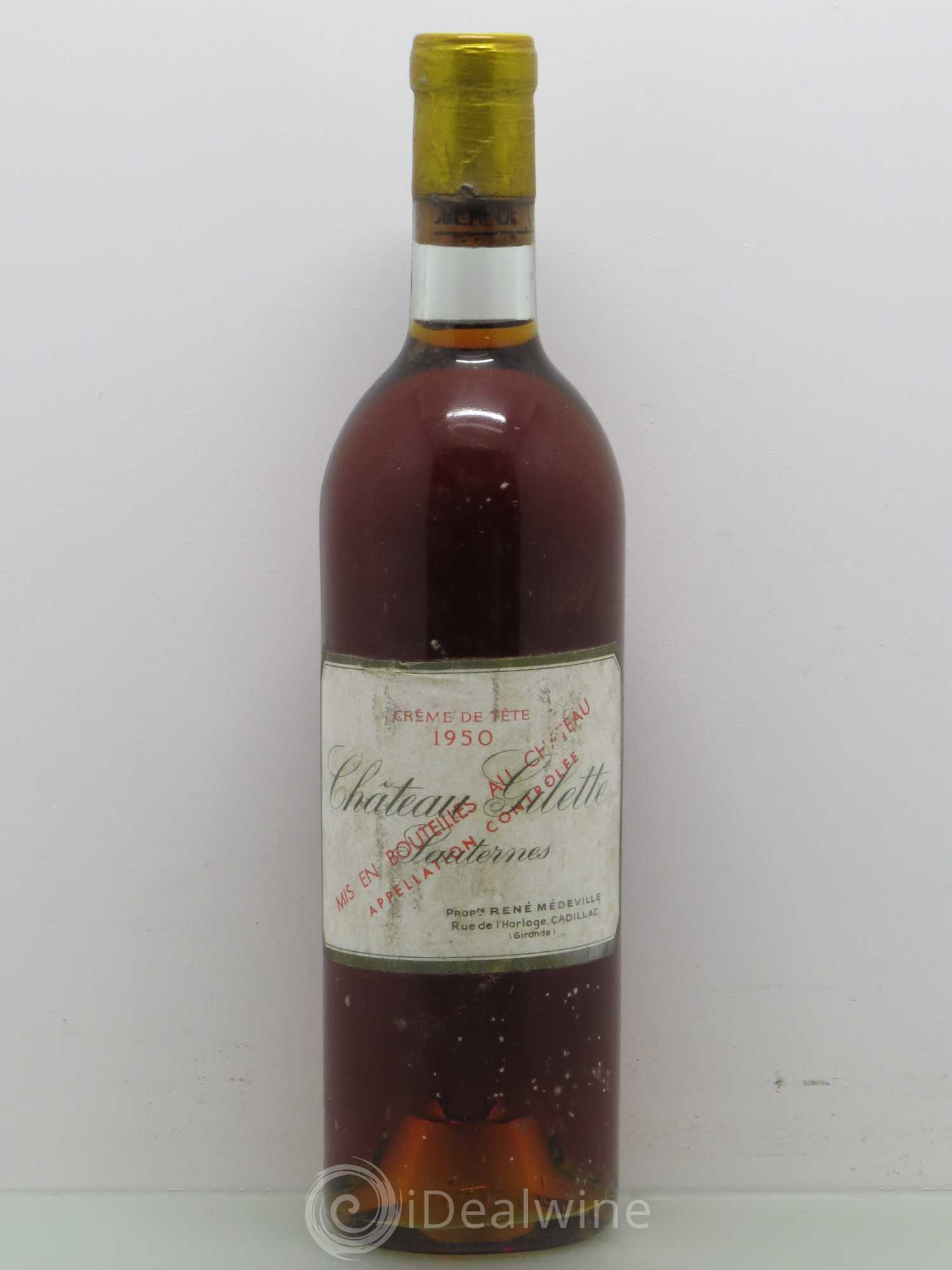 Château Gilette - Crème de Tête 1950 - Lotto di 1 bottiglia - 0