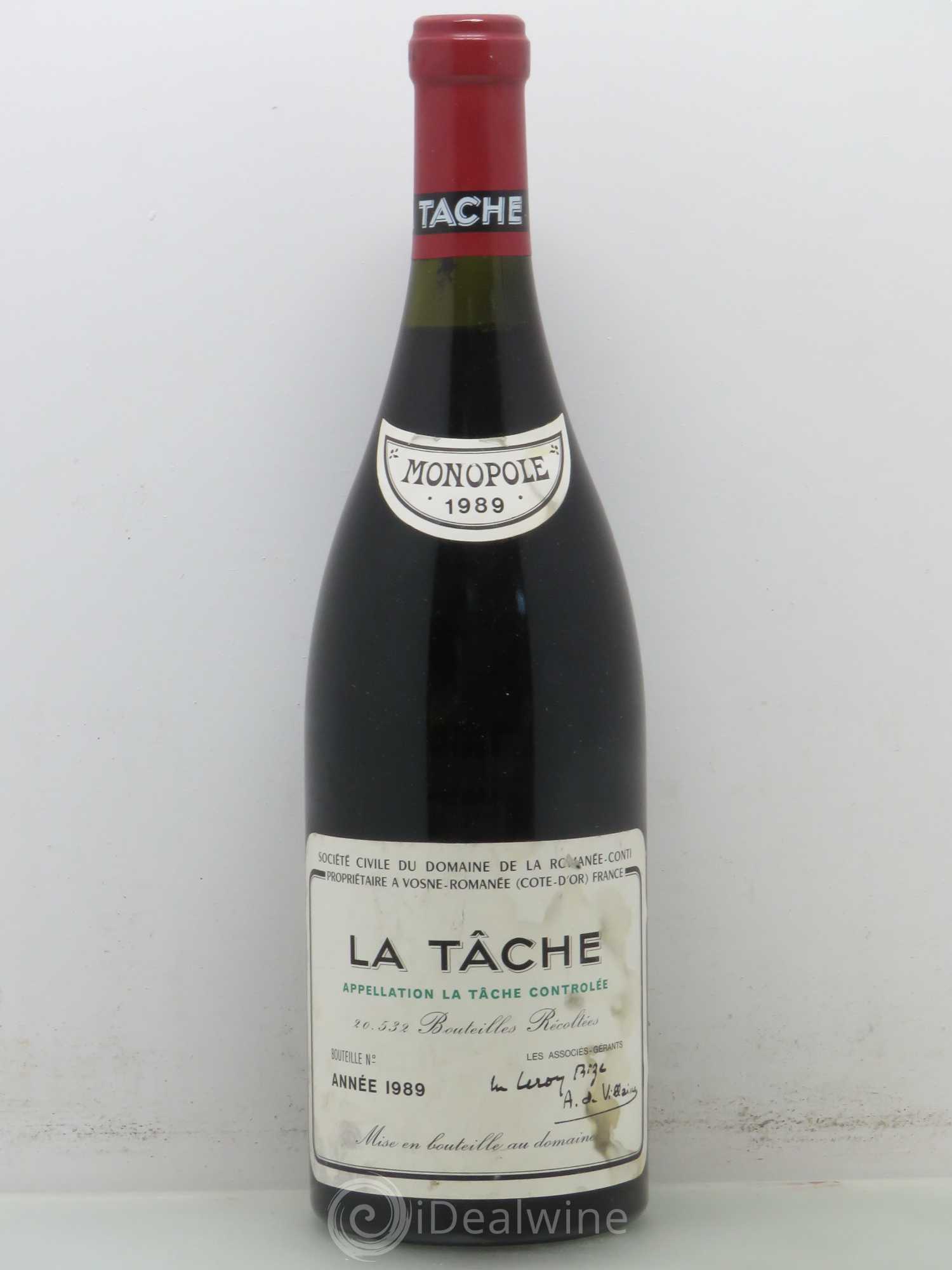 La Tâche Grand Cru Domaine de la Romanée-Conti 1989 - Lot de 1 bouteille - 0