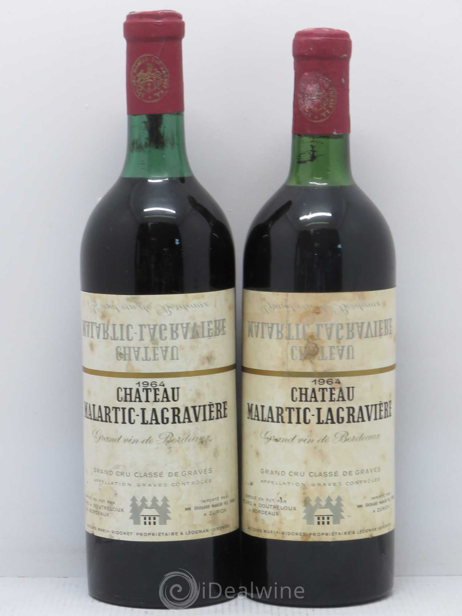 Château Malartic-Lagravière Cru Classé de Graves 1964 - Lot de 2 bouteilles - 0