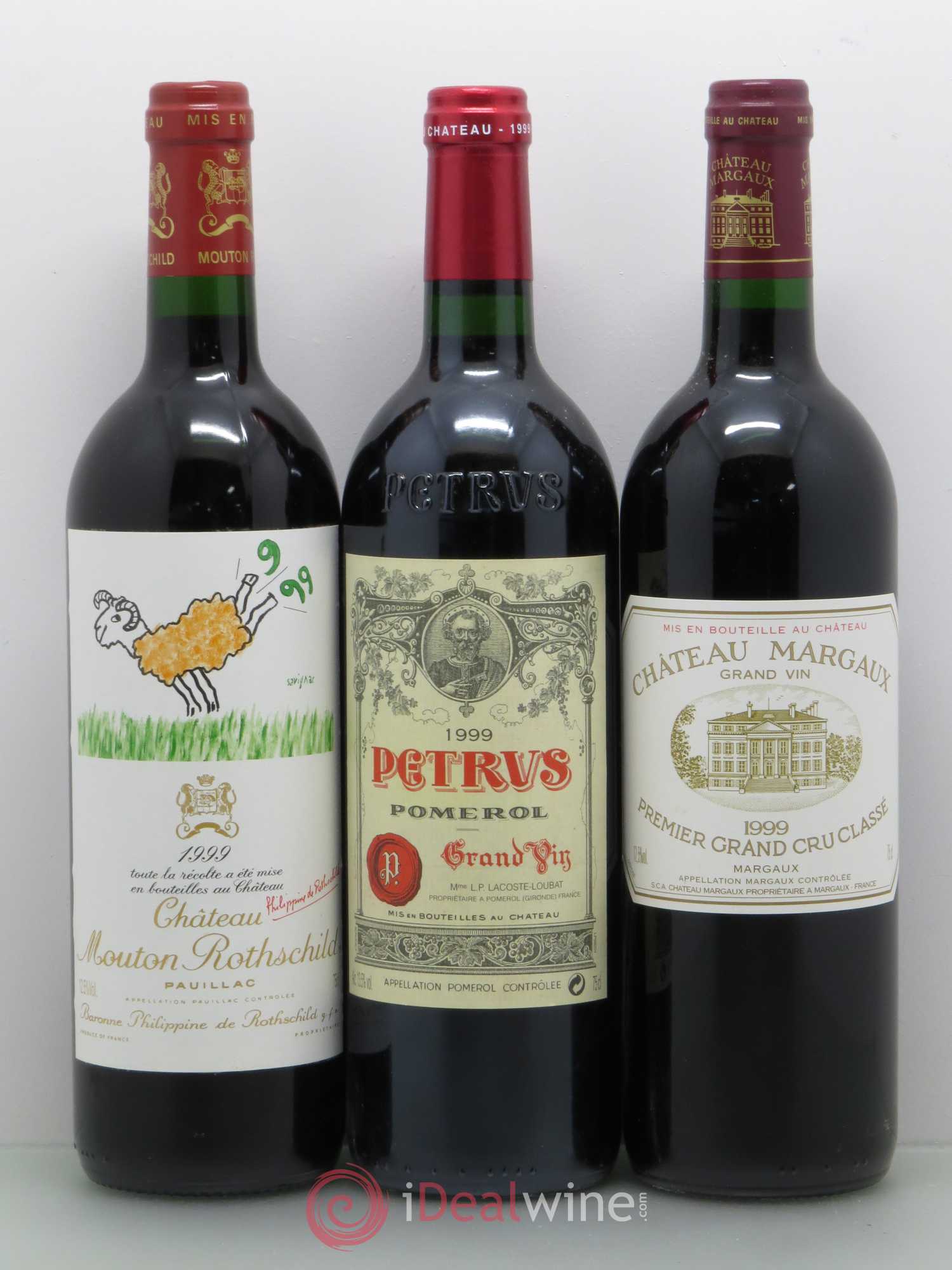 Caisse Duclot 1 Lafite 1 Latour 1 Mouton 1 Margaux 1 Haut-brion 1 Mission Haut-Brion 1 Ausone 1 Cheval blanc 1 Petrus 1999 - Posten von 1 Flasche - 3