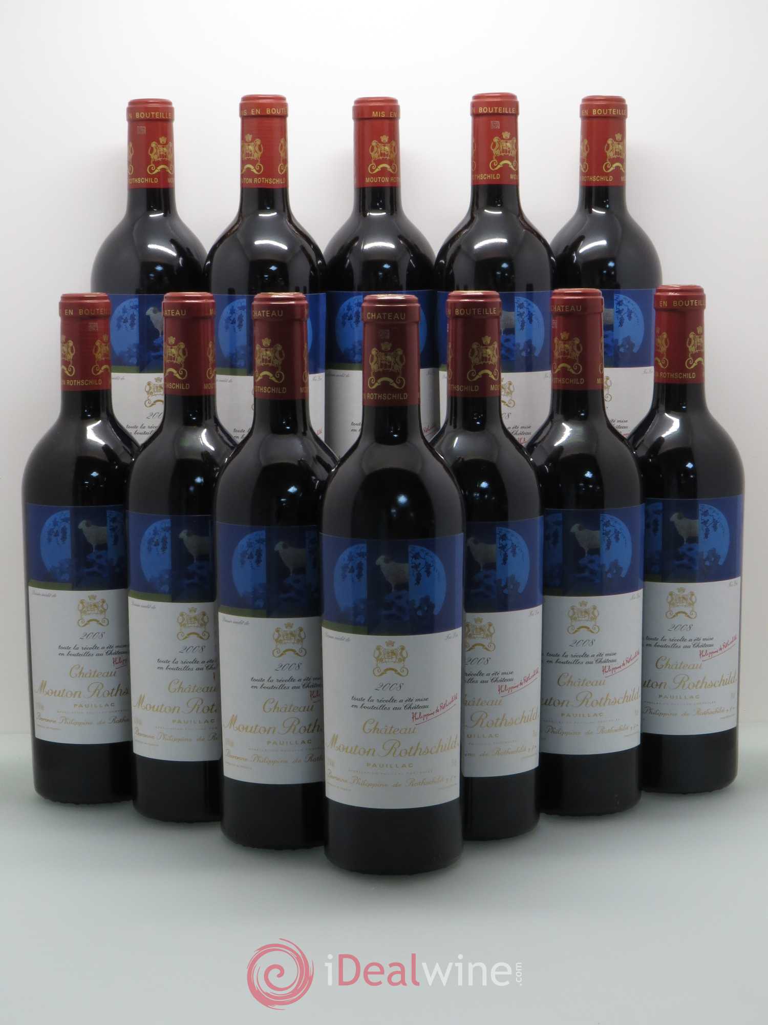 Château Mouton Rothschild 1er Grand Cru Classé 2008 - Lot de 12 bouteilles - 0