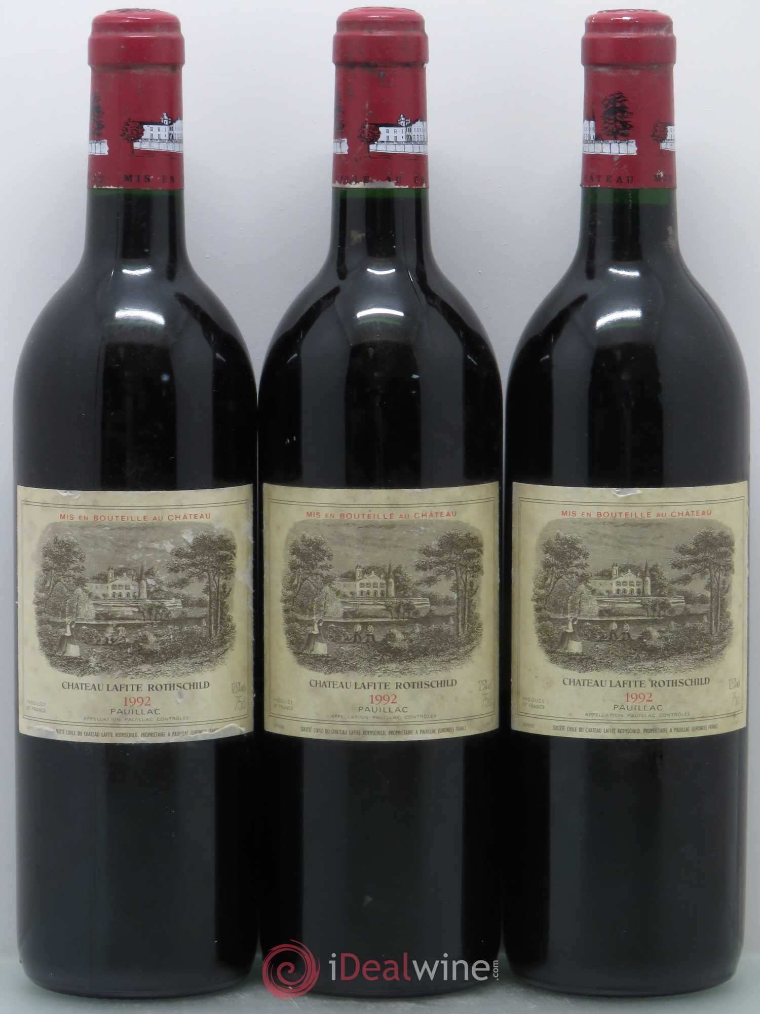 Château Lafite Rothschild 1er Grand Cru Classé 1992 - Lot de 3 bouteilles - 0