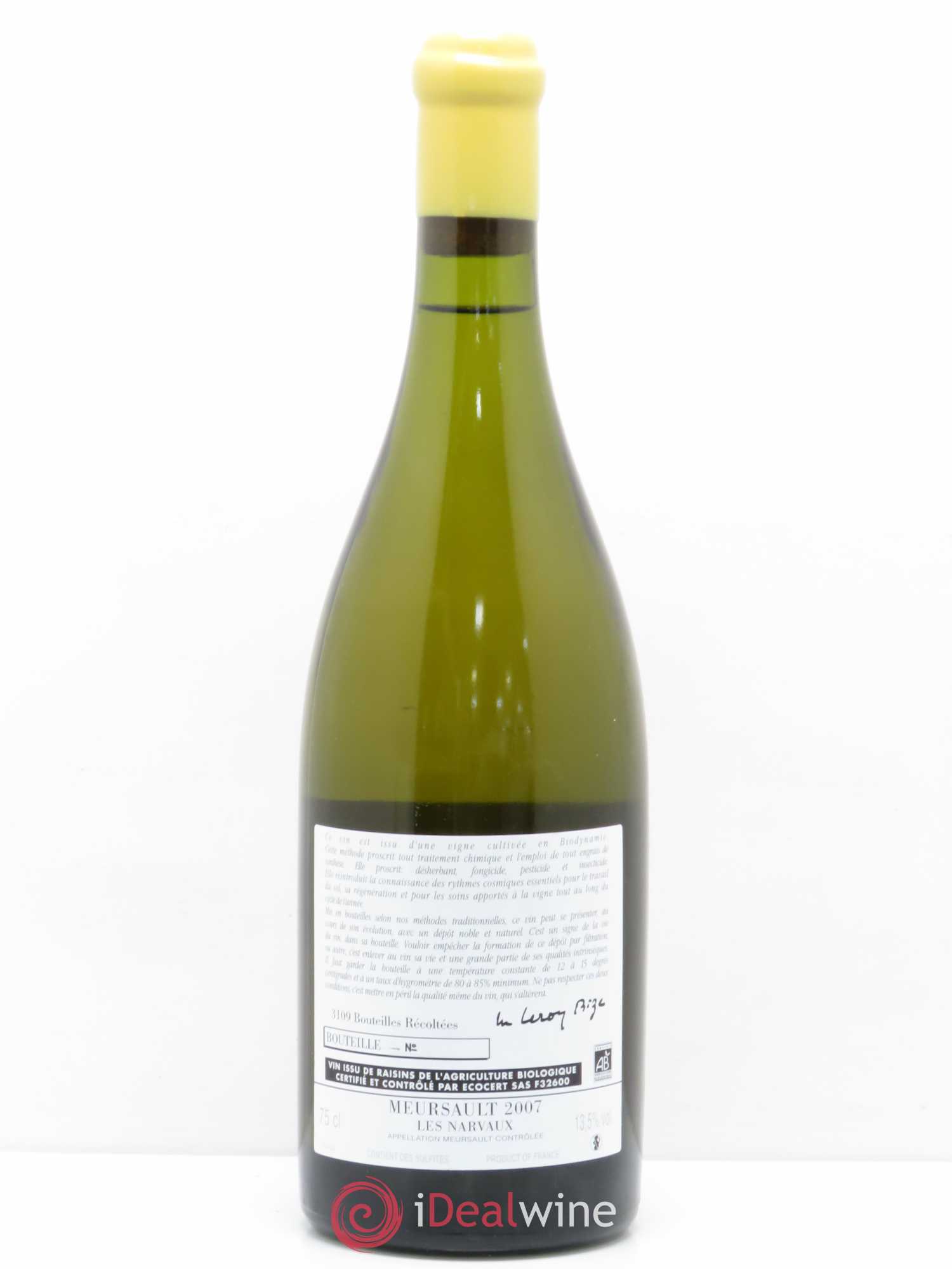Meursault Les Narvaux d'Auvenay (Domaine) 2007 - Lot de 1 bouteille - 1