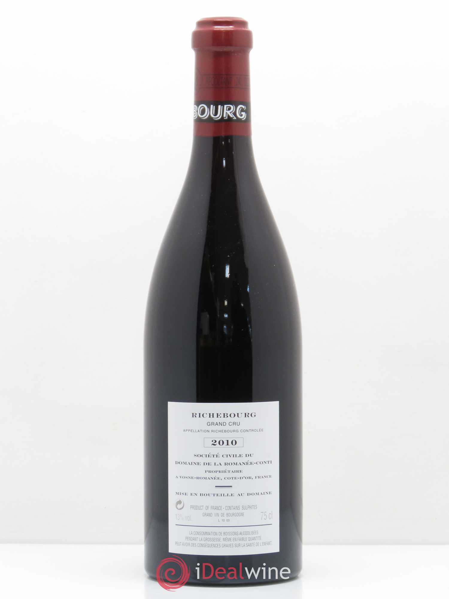Richebourg Grand Cru Domaine de la Romanée-Conti 2010 - Lot de 1 bouteille - 1