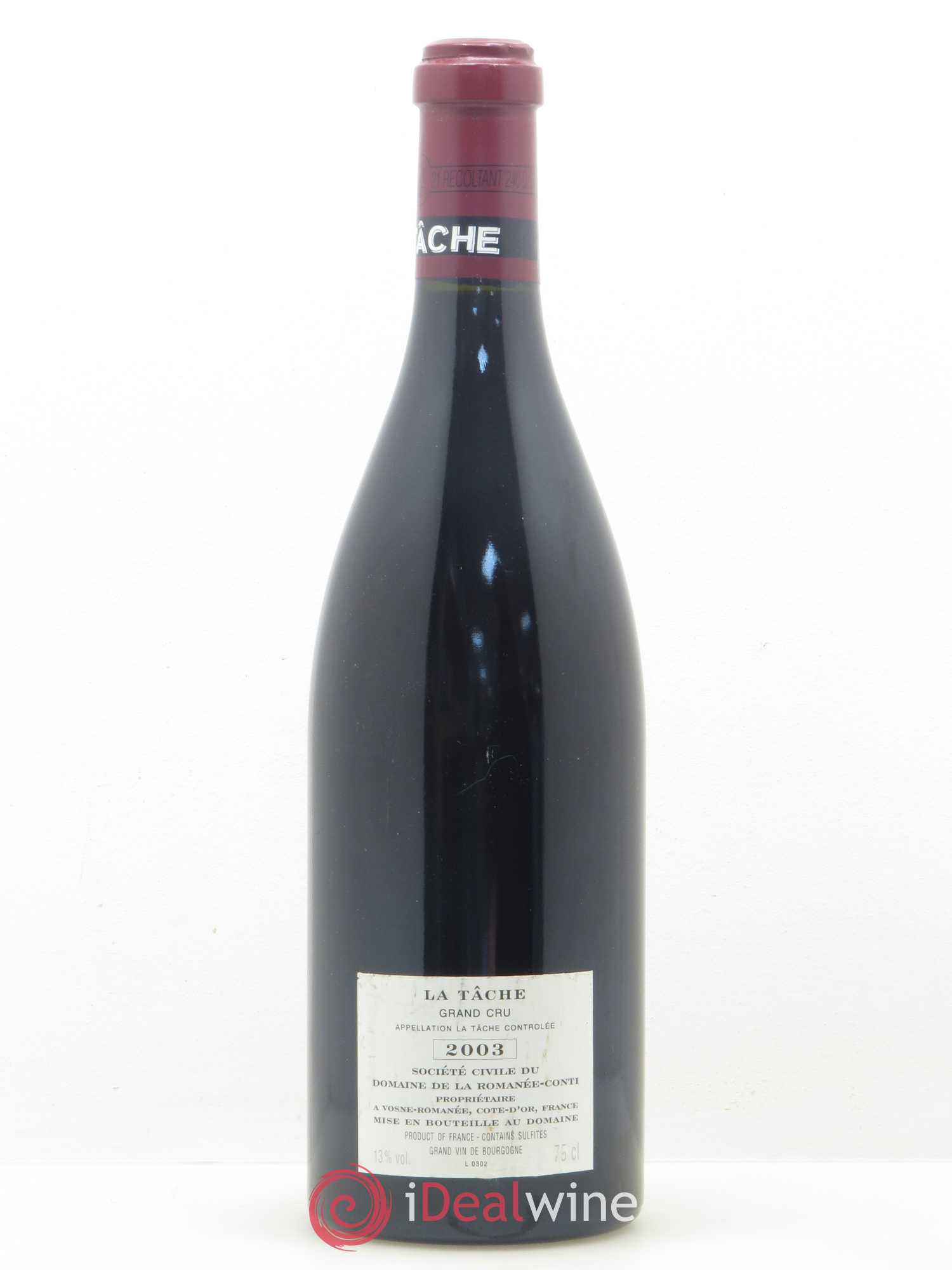 La Tâche Grand Cru Domaine de la Romanée-Conti 2003 - Lot de 1 bouteille - 1