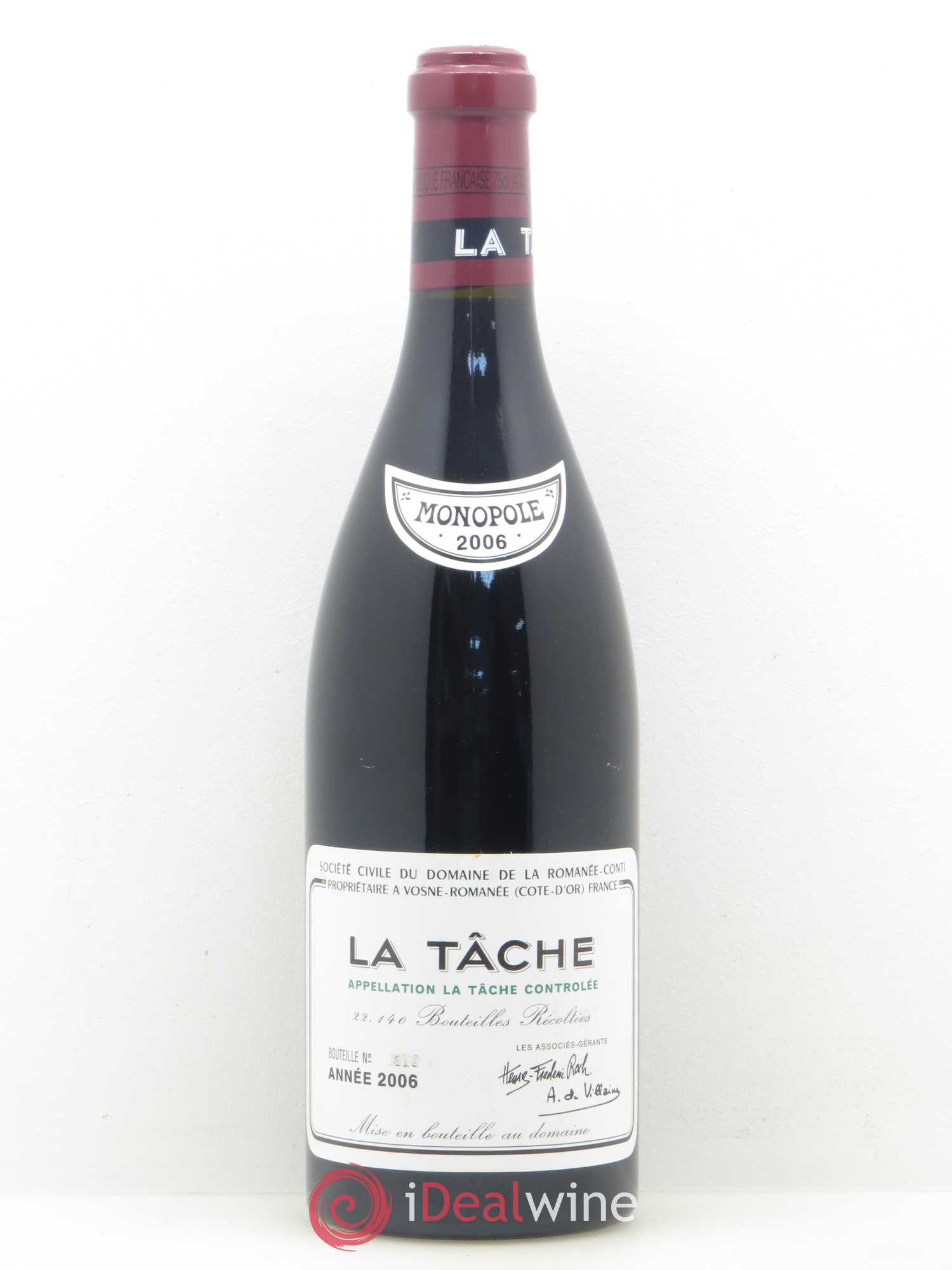 La Tâche Grand Cru Domaine de la Romanée-Conti 2006 - Lot de 1 bouteille - 0
