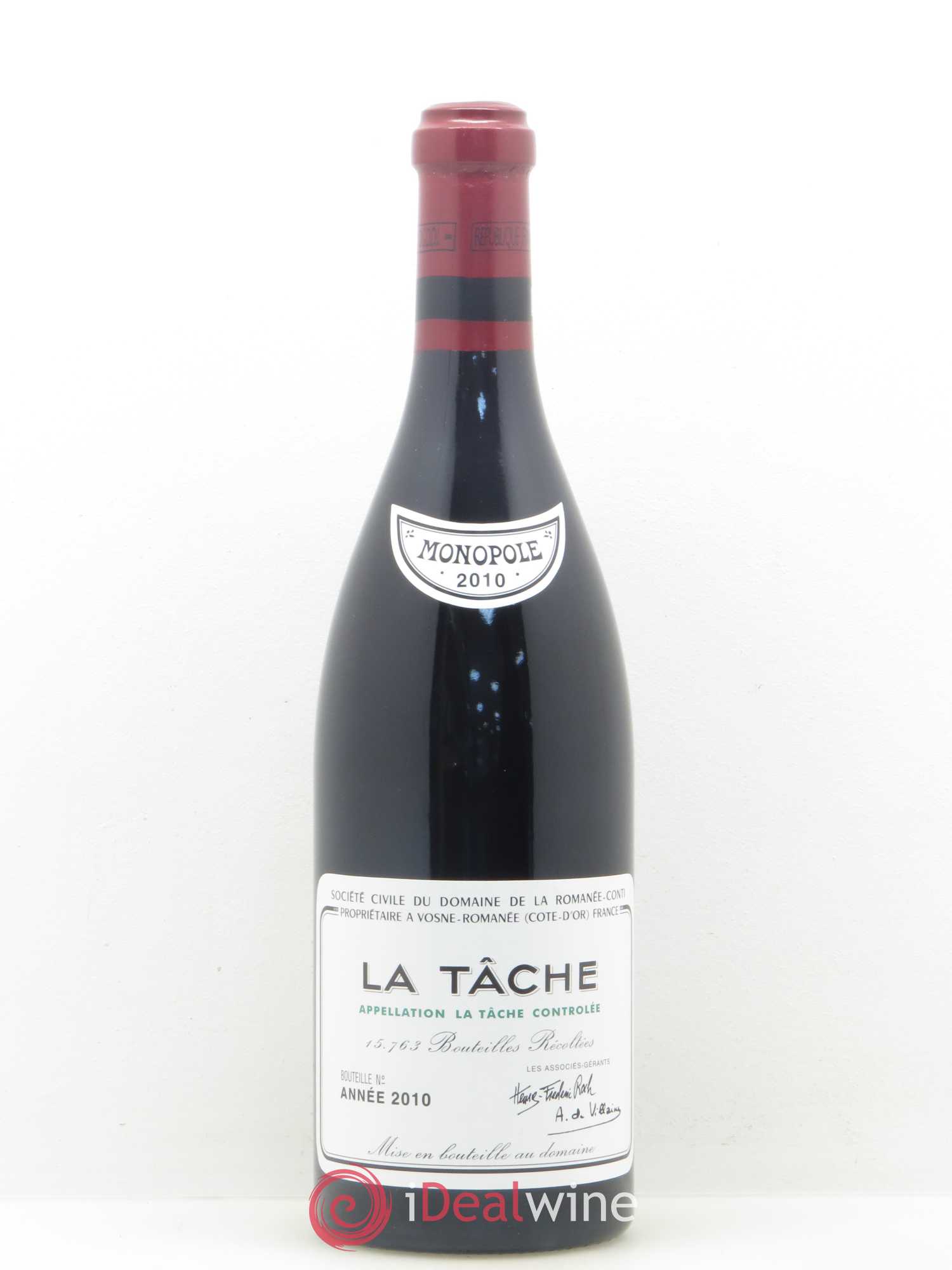 La Tâche Grand Cru Domaine de la Romanée-Conti 2010 - Lot de 1 bouteille - 0