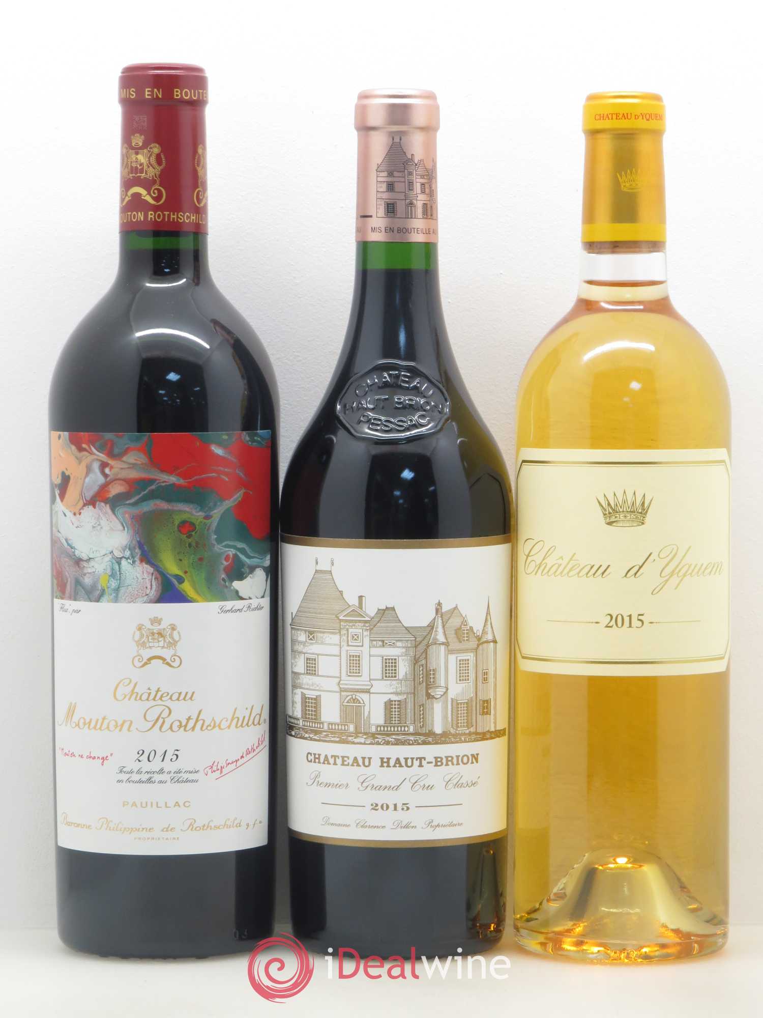 Caisse Collection Duclot  1 Petrus,1  Yquem, 1 Haut Brion, 1 Mission Haut Brion,1  Lafite Rothschild, 1 Mouton Rothschild, 1 Cheval Blanc, 1 Margaux, 1 Ausone 2015 - Lot de 1 bouteille - 1