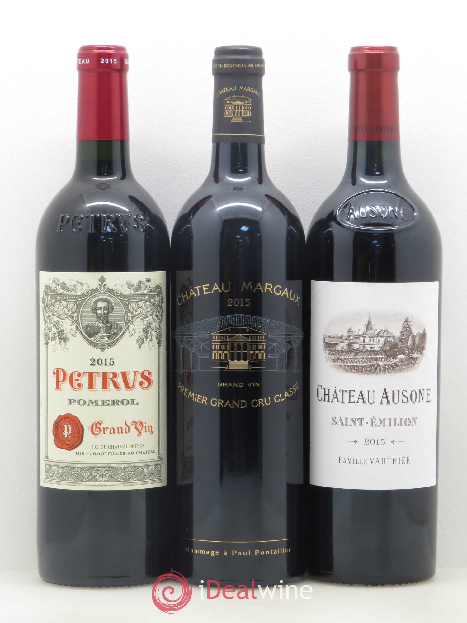 Caisse Collection Duclot  1 Petrus,1  Yquem, 1 Haut Brion, 1 Mission Haut Brion,1  Lafite Rothschild, 1 Mouton Rothschild, 1 Cheval Blanc, 1 Margaux, 1 Ausone 2015 - Lot de 1 bouteille - 7