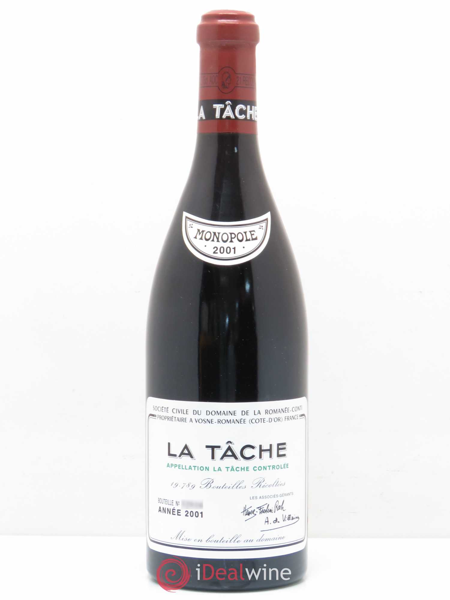 La Tâche Grand Cru Domaine de la Romanée-Conti 2001 - Lot de 1 bouteille - 0