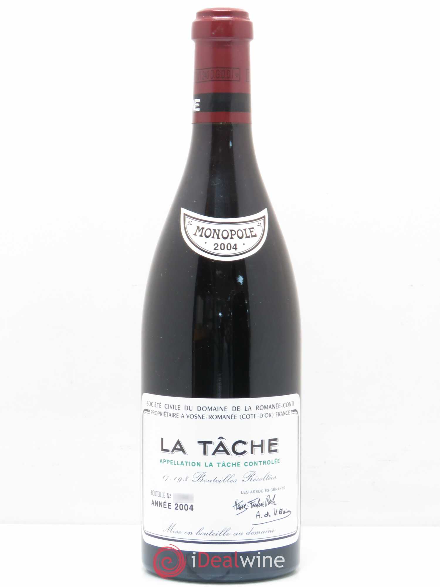 La Tâche Grand Cru Domaine de la Romanée-Conti 2004 - Lot de 1 bouteille - 0
