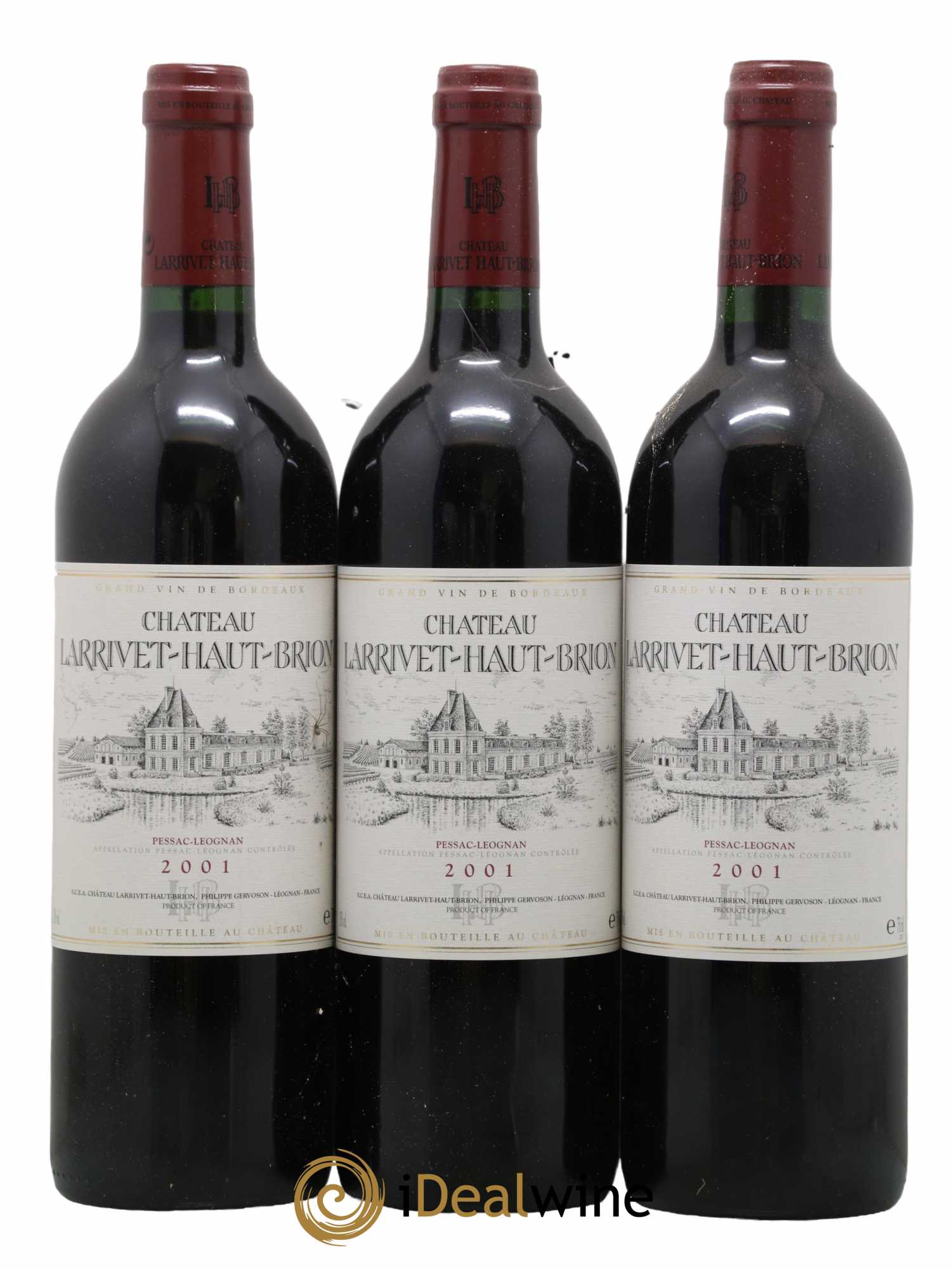 Château Larrivet Haut-Brion 2001 - Lot de 3 bouteilles - 0