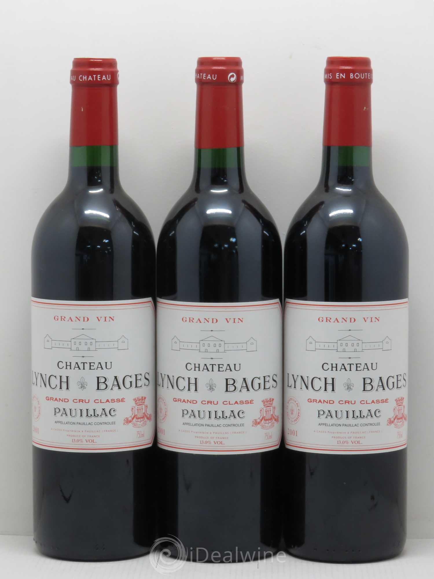 Château Lynch Bages 5ème Grand Cru Classé 2001 - Lot de 3 bouteilles - 0