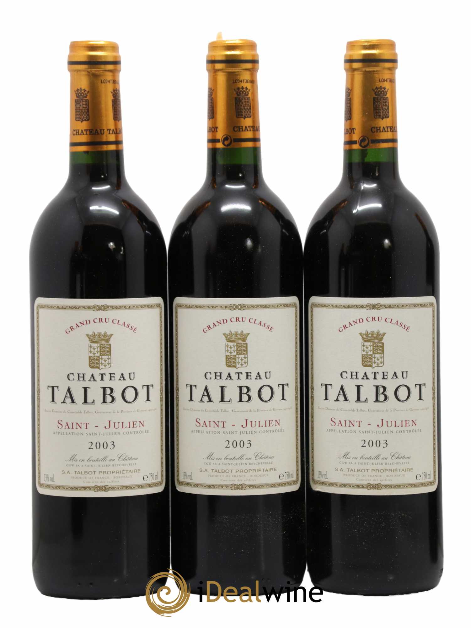 Château Talbot 4ème Grand Cru Classé 2003 - Lot de 6 bouteilles - 1