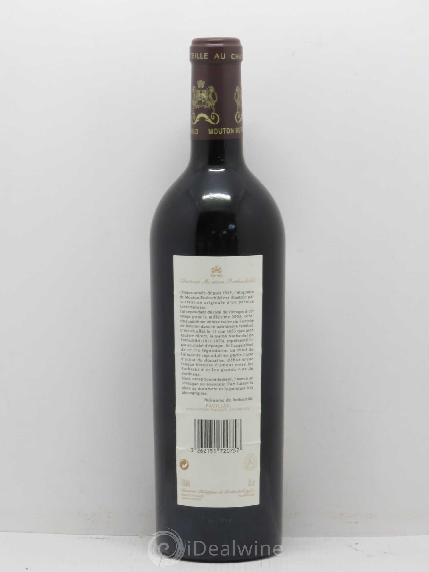 Château Mouton Rothschild 1er Grand Cru Classé 2003 - Lot de 1 bouteille - 1