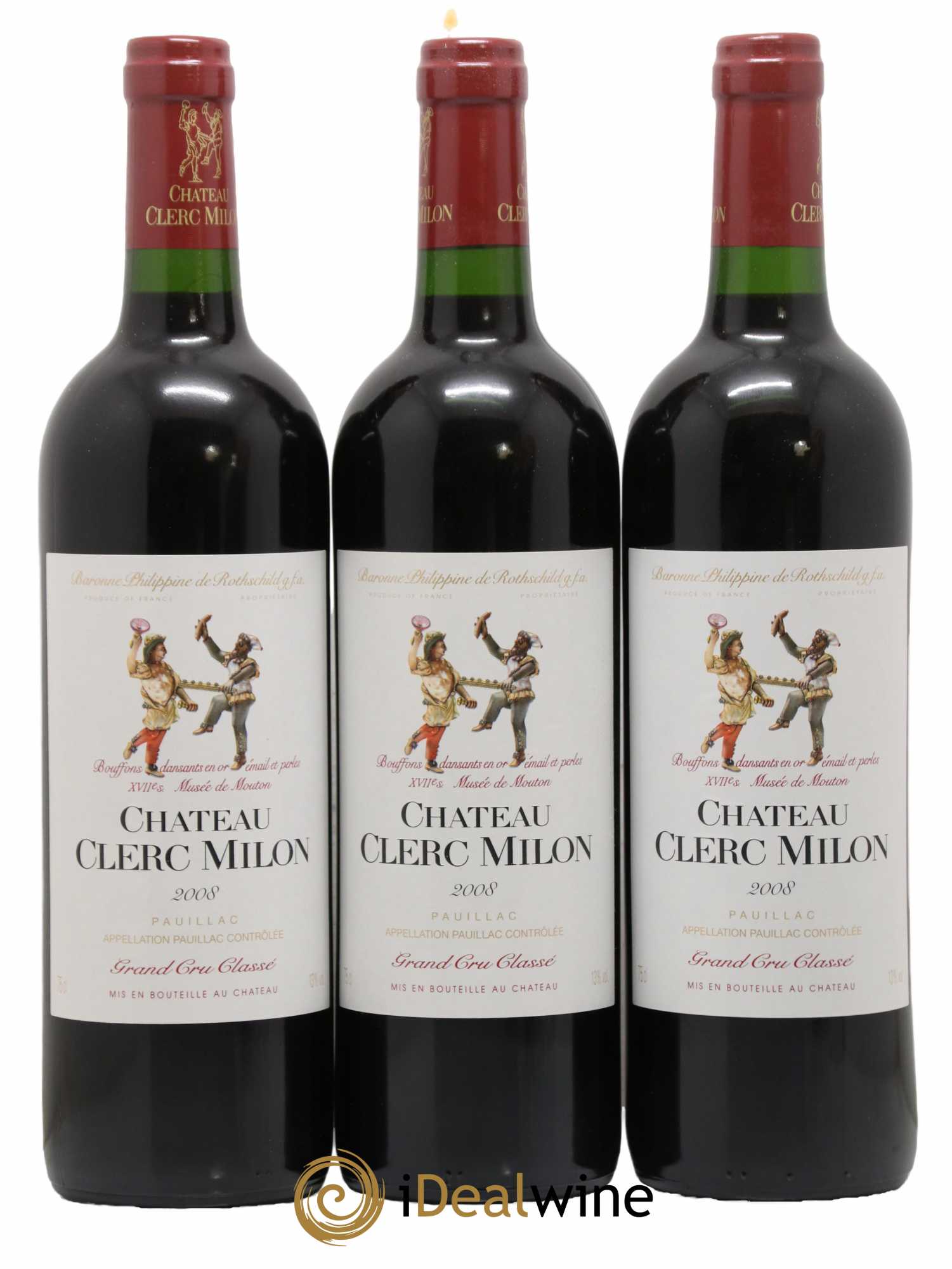 Château Clerc Milon 5ème Grand Cru Classé 2008 - Lot de 3 bouteilles - 0