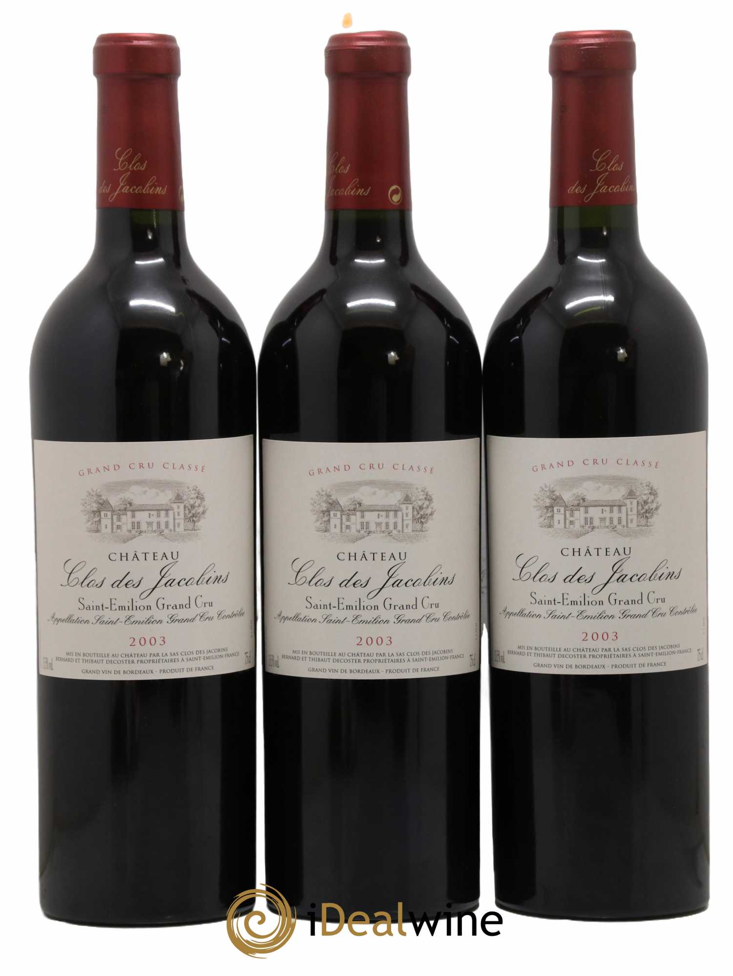 Château Clos des Jacobins Grand Cru Classé 2003 - Lot de 3 bouteilles - 0