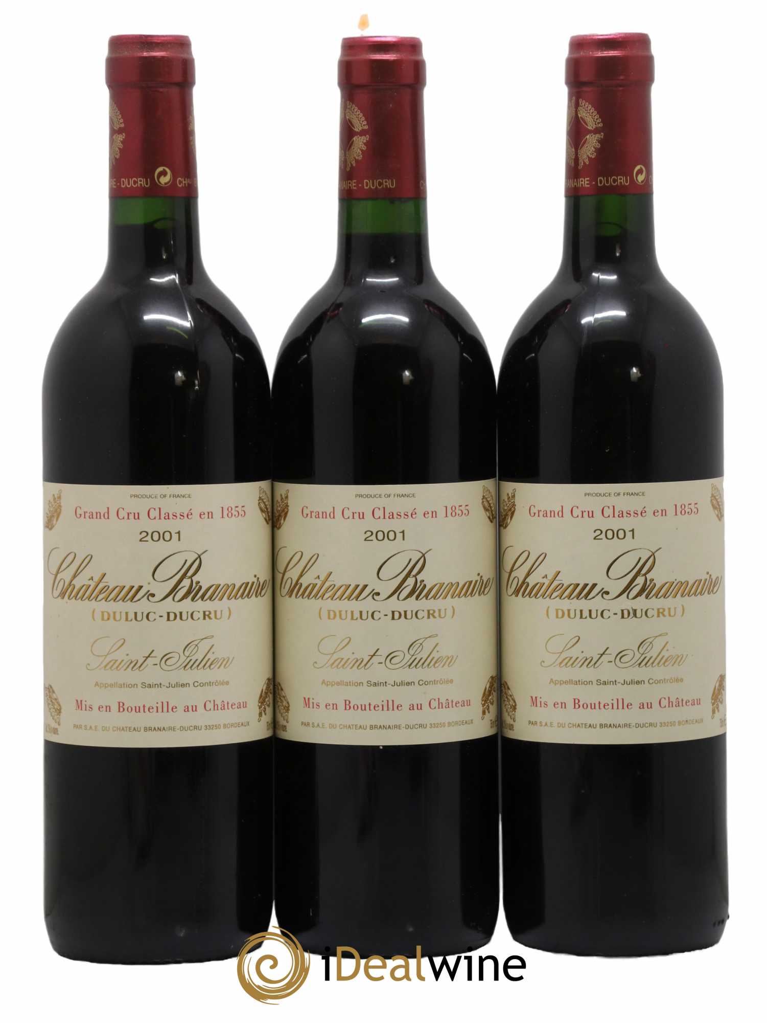 Château Branaire Ducru 4ème Grand Cru Classé 2001 - Lot de 3 bouteilles - 0
