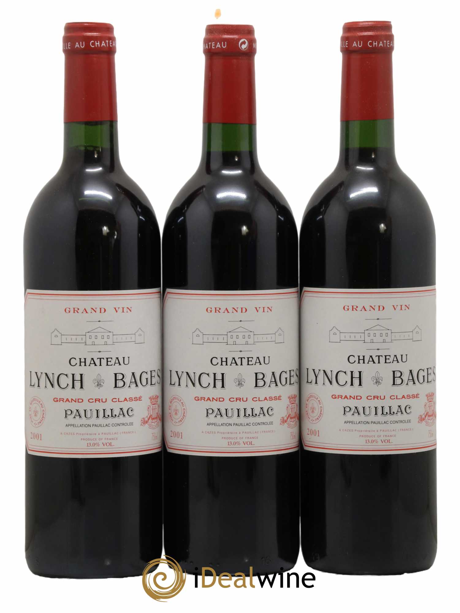 Château Lynch Bages 5ème Grand Cru Classé 2001 - Lot de 3 bouteilles - 0