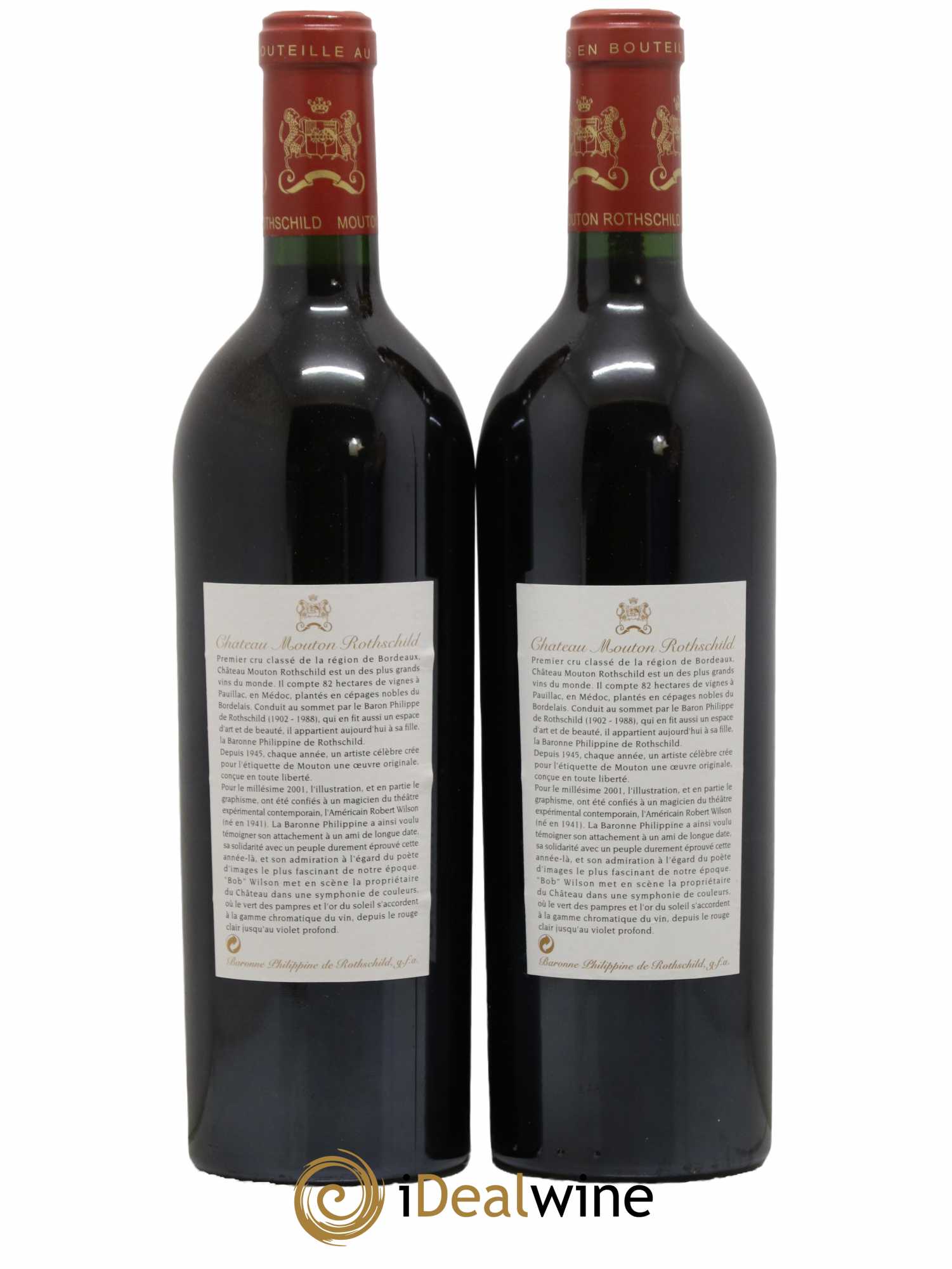 Château Mouton Rothschild 1er Grand Cru Classé 2001 - Lot de 2 bouteilles - 1