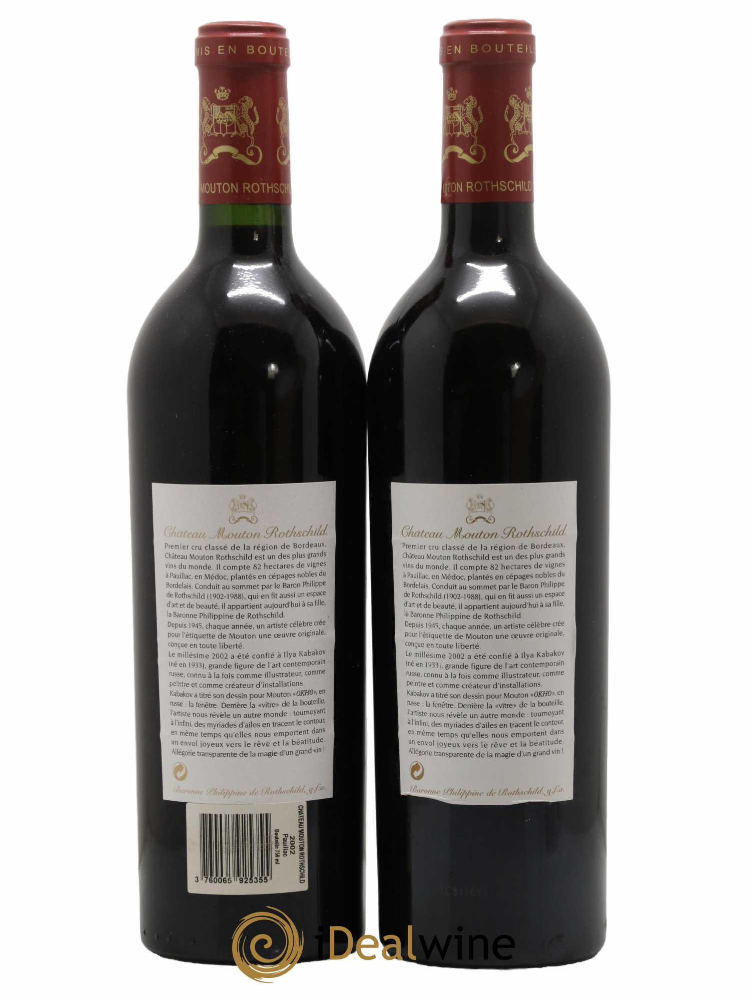 Château Mouton Rothschild 1er Grand Cru Classé 2002 - Lot de 2 bouteilles - 1