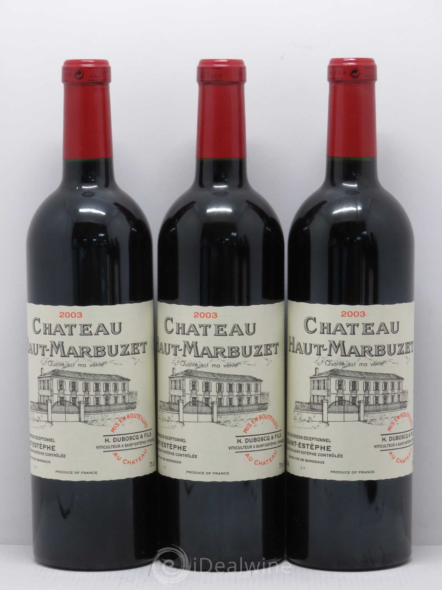 Château Haut Marbuzet 2003 - Lot de 6 bouteilles - 1