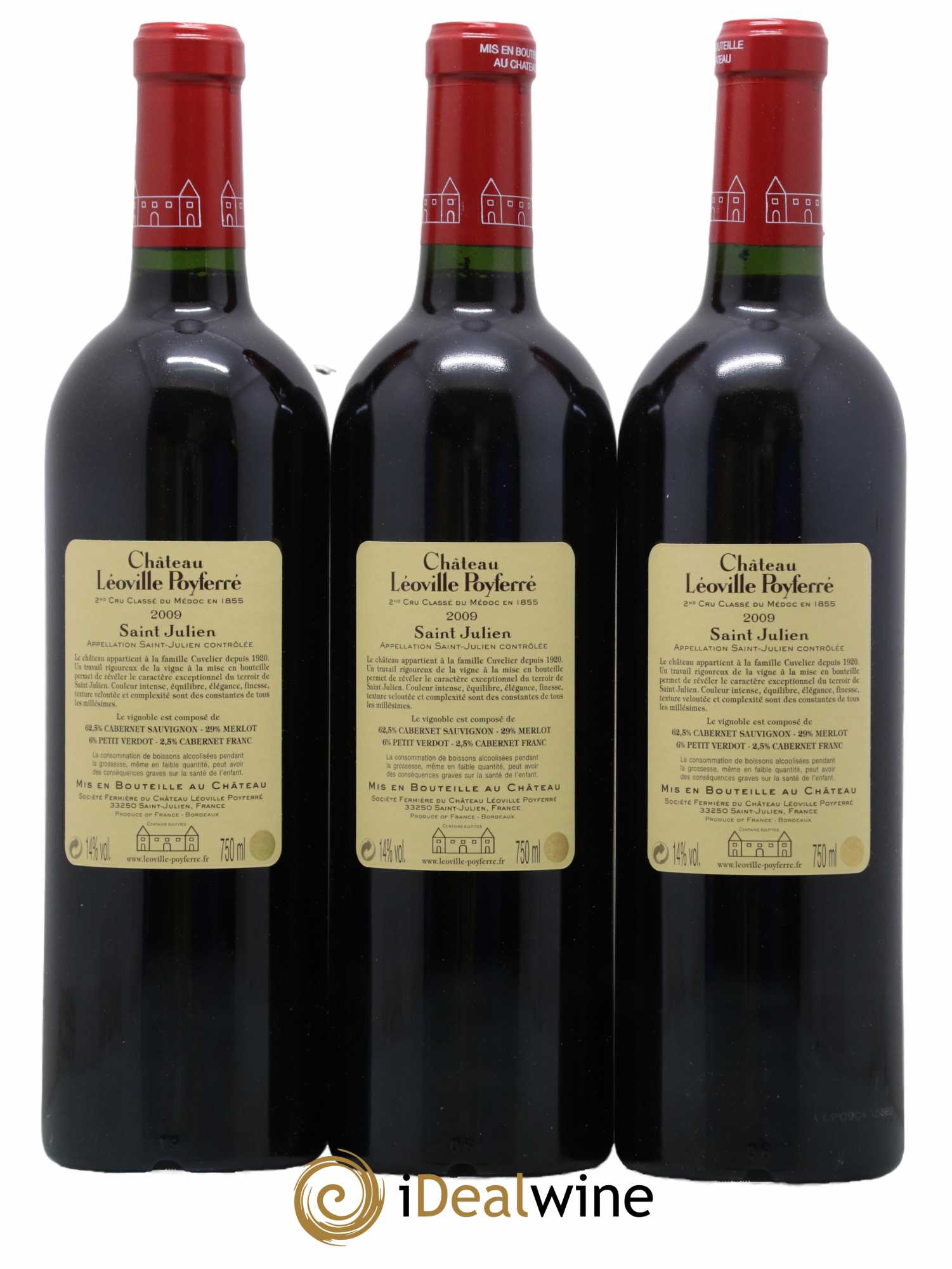 Château Léoville Poyferré 2ème Grand Cru Classé 2009 - Lot de 3 bouteilles - 1