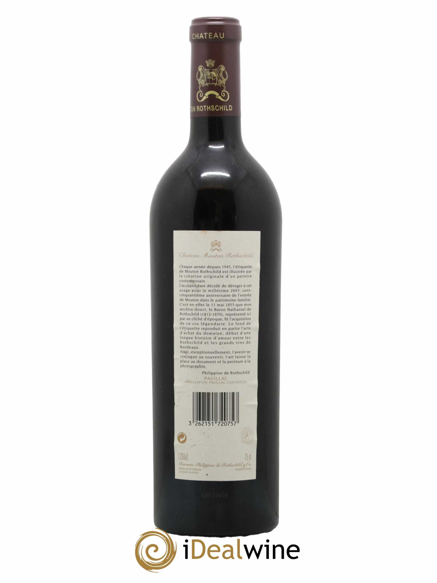 Château Mouton Rothschild 1er Grand Cru Classé 2003 - Lot de 1 bouteille - 1