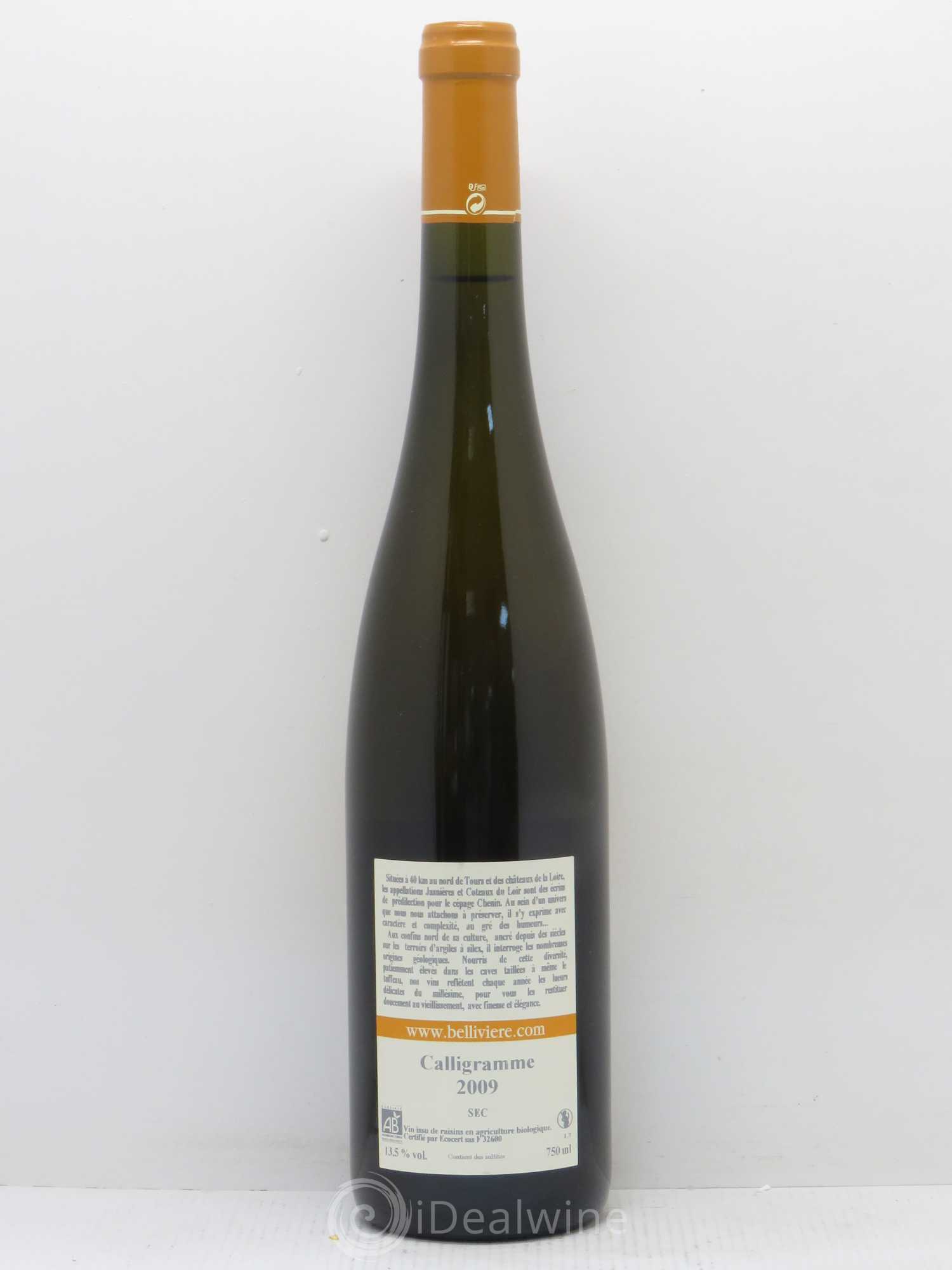 Jasnières Calligramme Domaine de Belliviere 2009 - Lot de 1 bouteille - 1