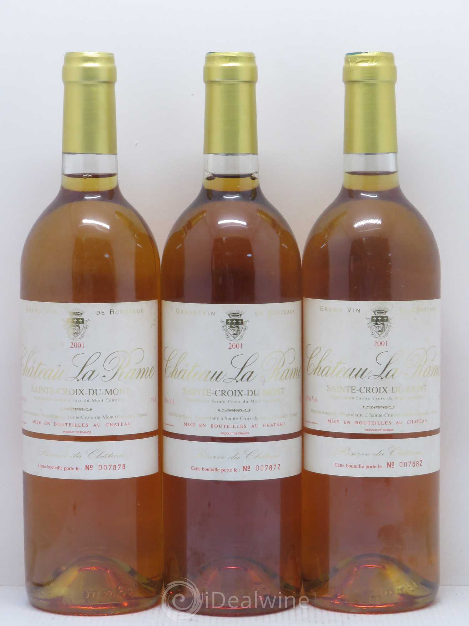 Sainte-Croix-du-Mont Château La Rame Réserve du château 2001 - Lotto di 3 bottiglie - 0