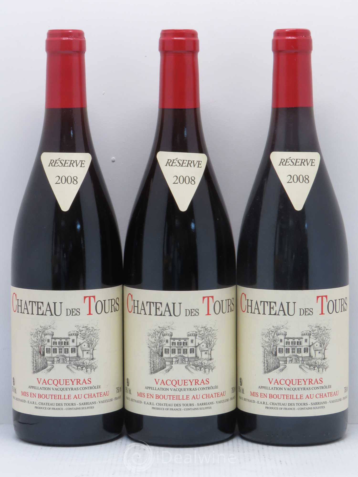 Vacqueyras Château des Tours Emmanuel Reynaud 2008 - Lot de 3 bouteilles - 0