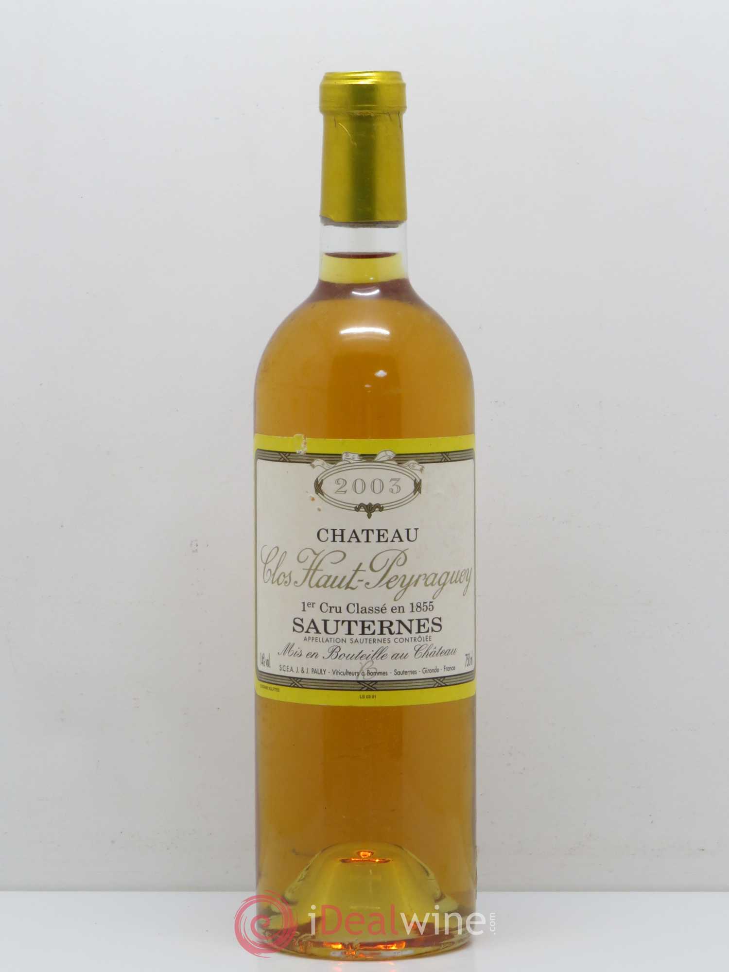 Clos Haut-Peyraguey 1er Grand Cru Classé 2003 - Lotto di 1 bottiglia - 0