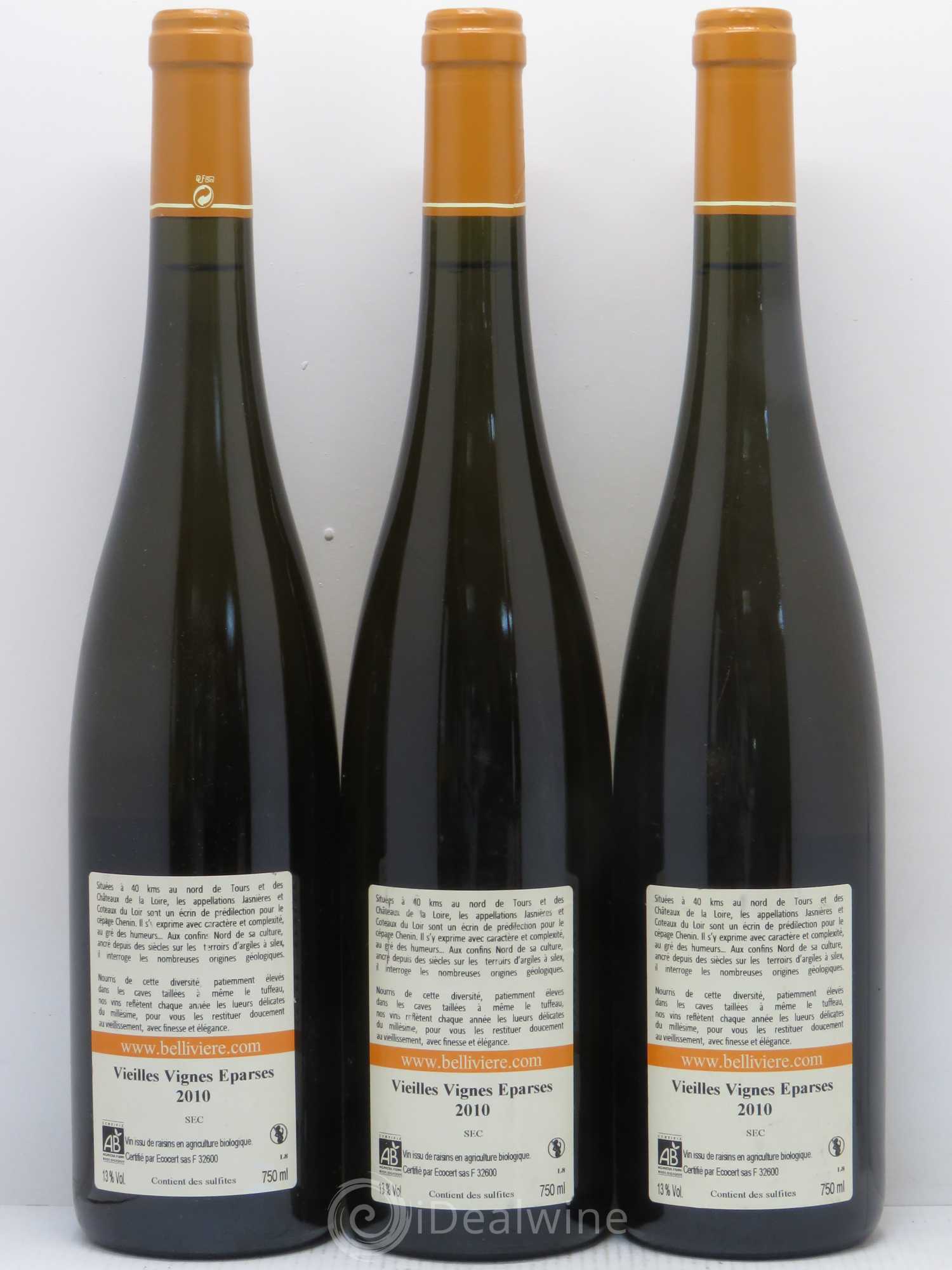 Coteaux du Loir Vieilles Vignes Eparses Domaine de Bellivière 2010 - Lot de 3 bouteilles - 1