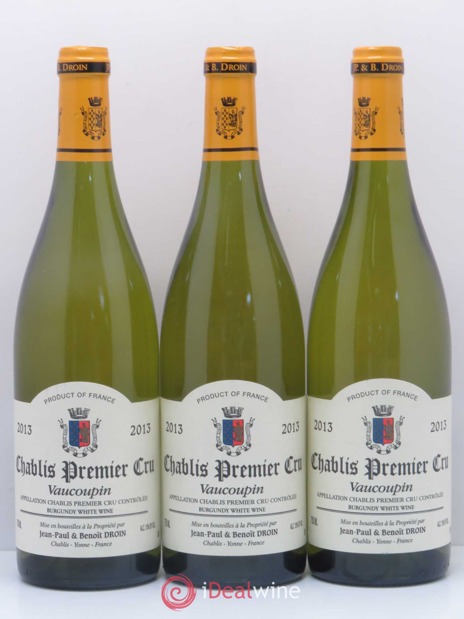Chablis 1er Cru Domaine Droin Cuvee Vaucoupin 2013 - Posten von 3 Flaschen - 0