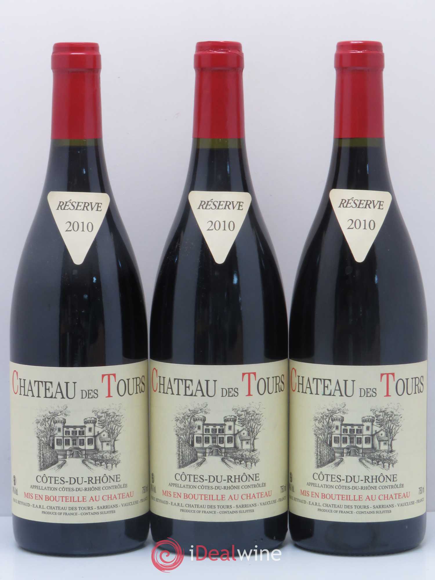 Côtes-du-Rhône Château des Tours Emmanuel Reynaud 2010 - Lot de 3 bouteilles - 0