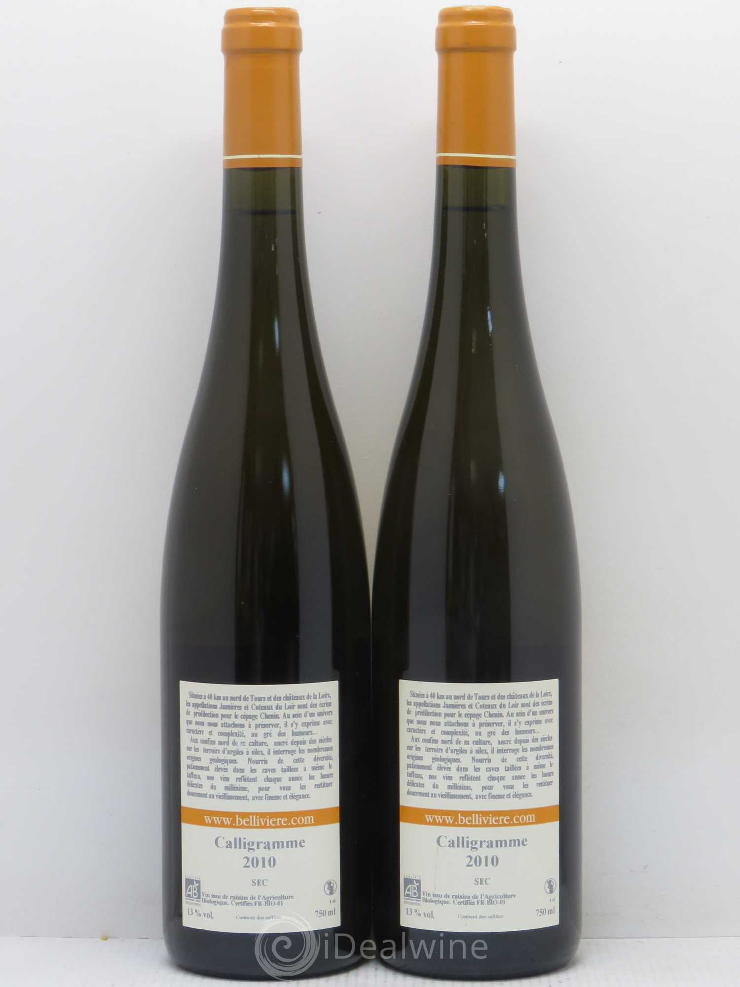 Jasnières Calligramme Domaine de Belliviere 2010 - Posten von 2 Flaschen - 1