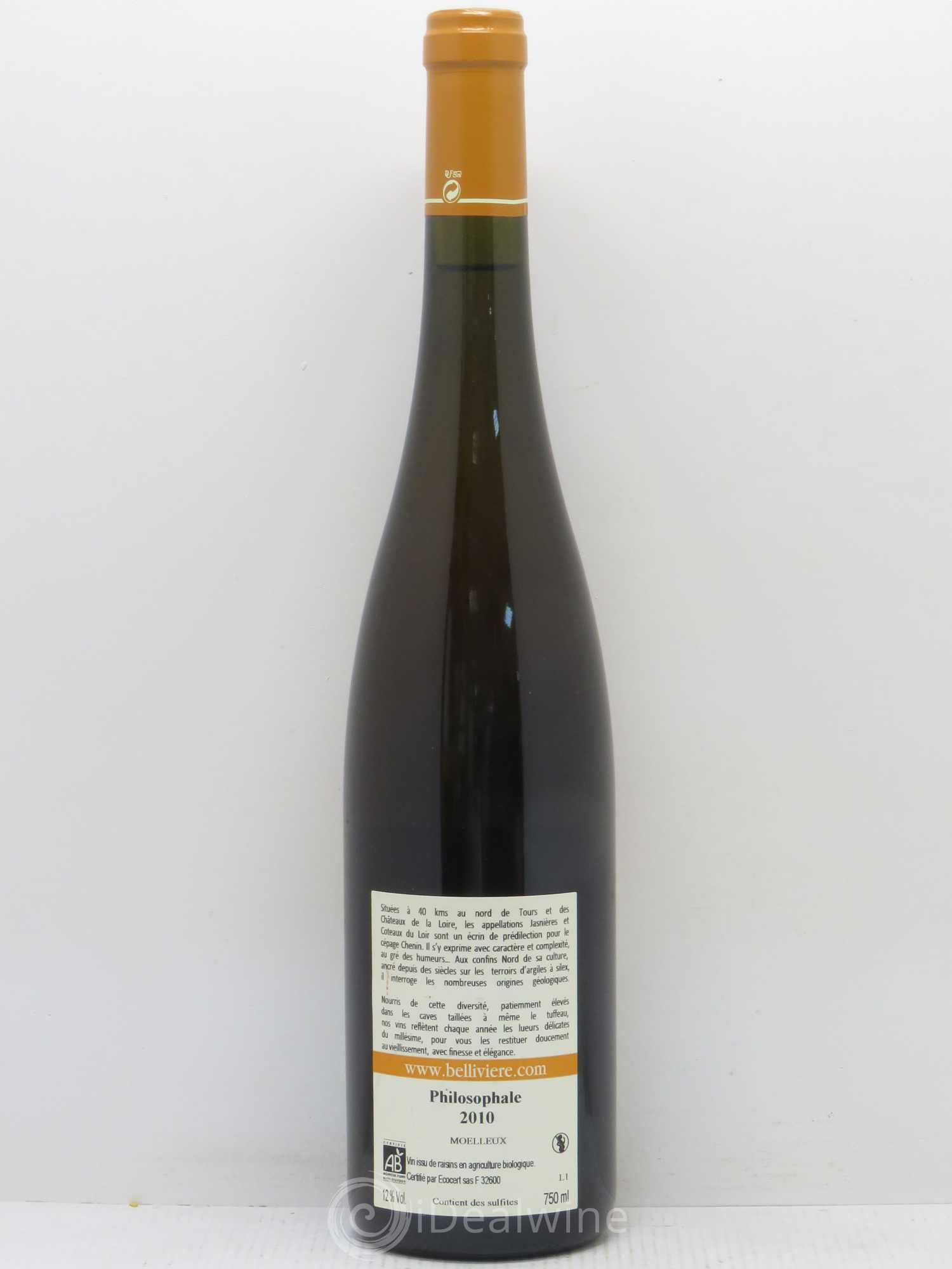 Coteaux du Loir Moelleux Philosophale Domaine de Belliviere 2010 - Lot de 1 bouteille - 1