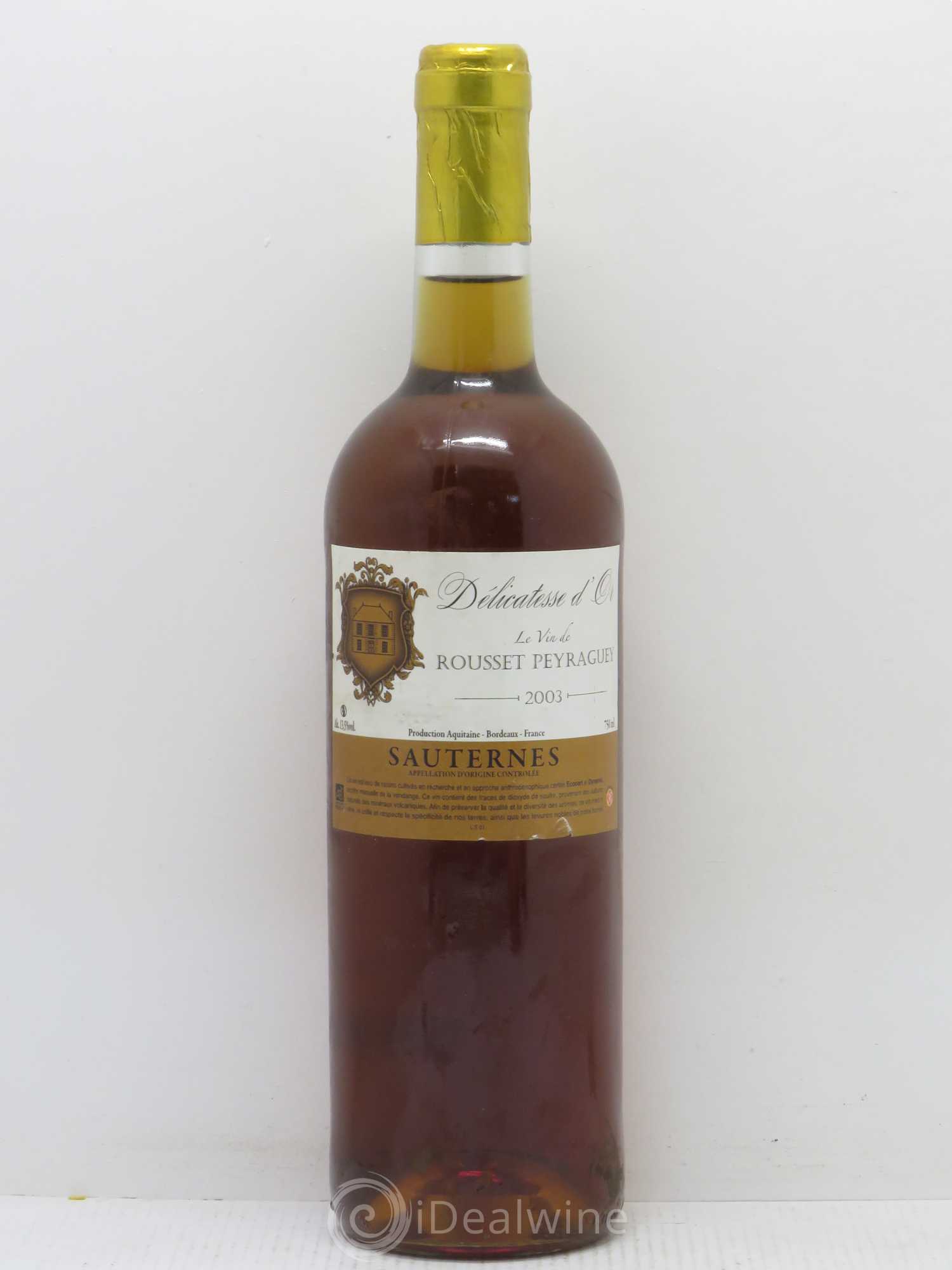 Sauternes Château Rousset-Peyraguey Délicatesse d'Or 2003 - Posten von 1 Flasche - 0