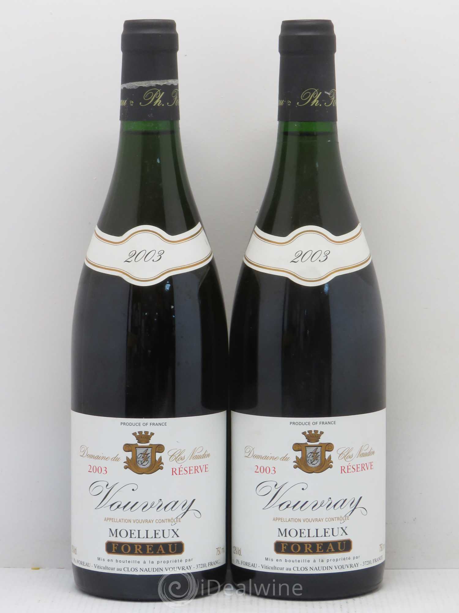 Vouvray Moelleux Réserve Clos Naudin - Philippe Foreau 2003 - Lotto di 2 bottiglie - 0