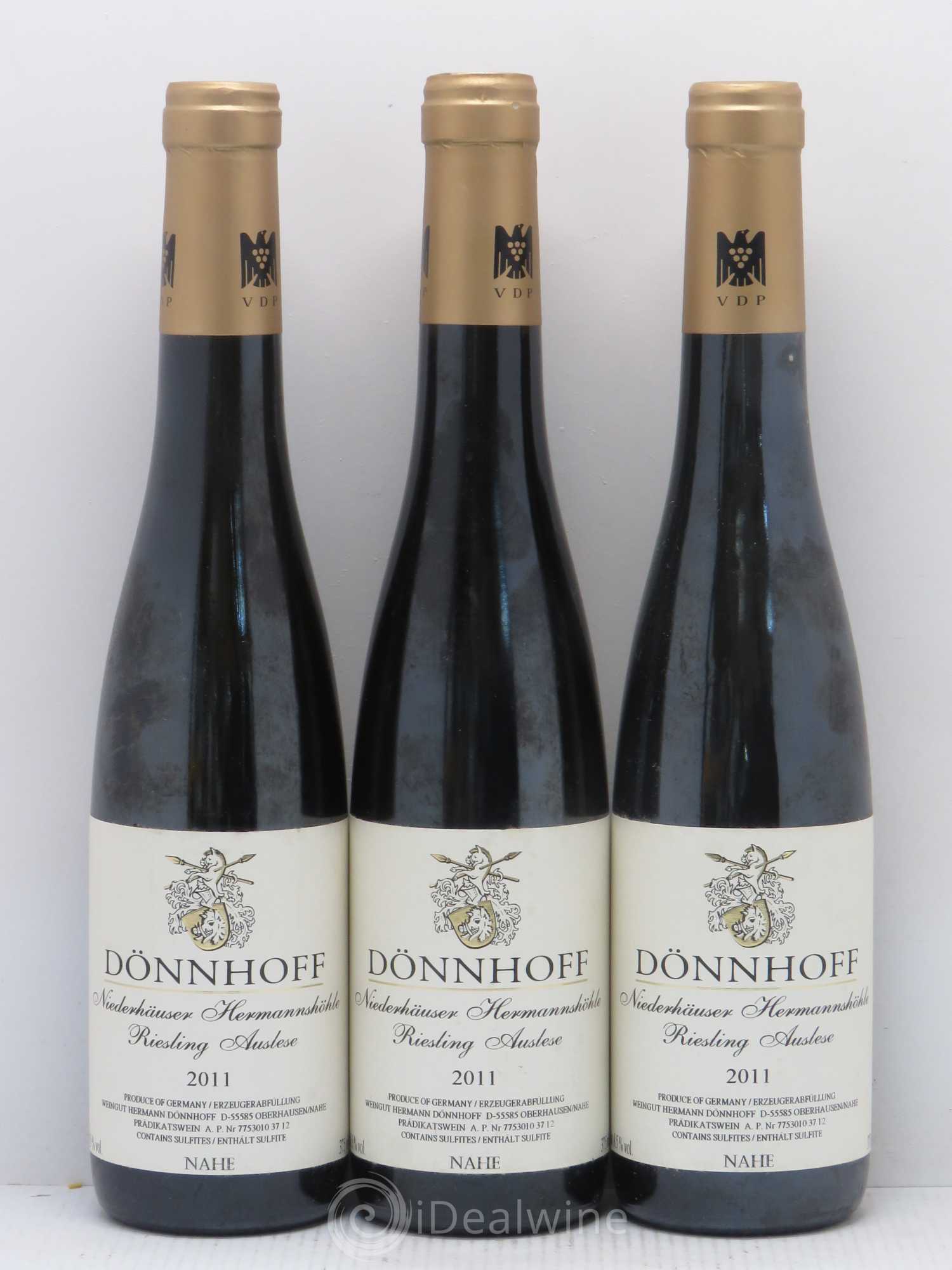 Riesling Weingut Dönnhoff Niederhäuser Hermannshohle Auslese Goldkapsel 2011 - Posten von 3 Demi-Flaschen - 0