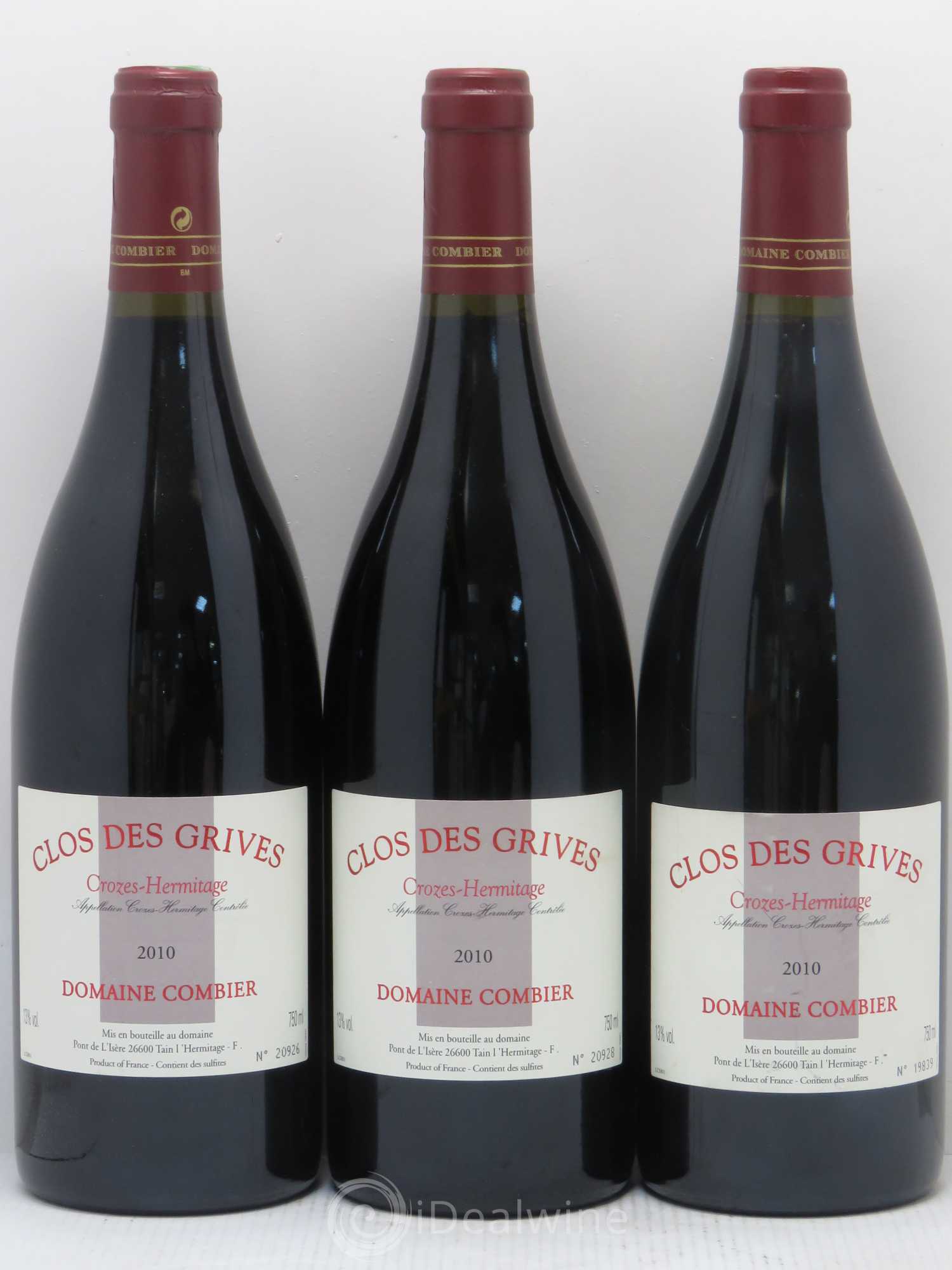 Crozes-Hermitage Clos des Grives Combier 2010 - Lot de 3 bouteilles - 0
