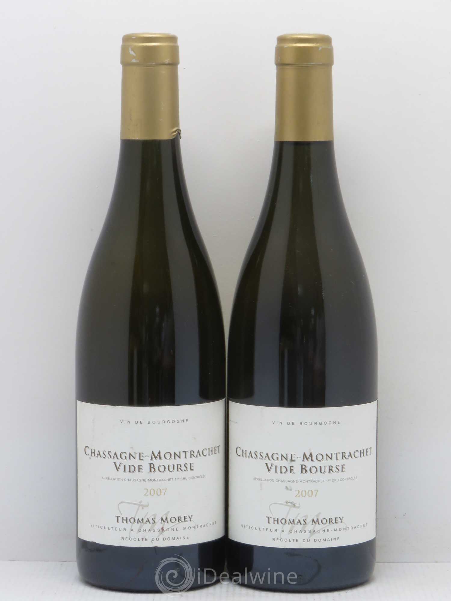 Chassagne-Montrachet 1er Cru Vide Bourse Thomas Morey 2007 - Lot de 2 bouteilles - 0