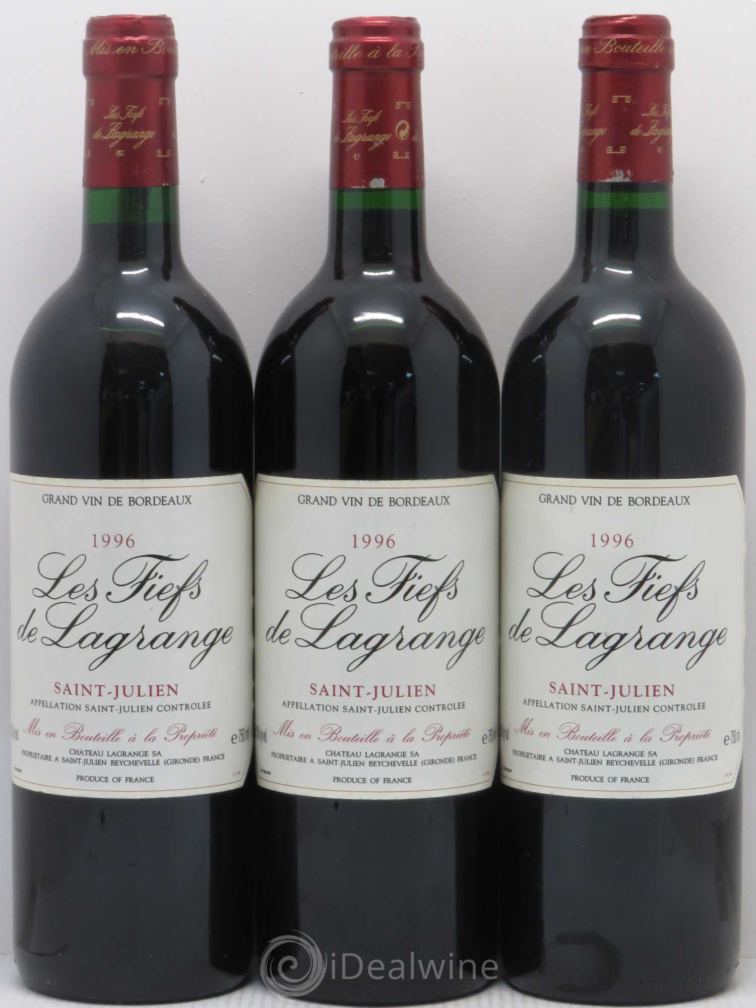 Les Fiefs de Lagrange Second Vin 1996 - Lot de 3 bouteilles - 0